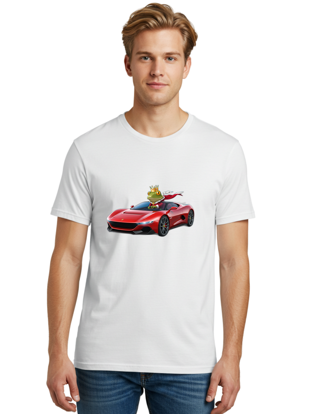 Frog-In-Ferrari-1 Men'S Graphic Tee, 100% Cotton, Comfortable Casual Summer Wear, Machine Washable, Vintage Camera, Old Camera, Antique Camera, Black Camera, Classic Photography, Photography Equipment, Nostalgic Device, Film Camera, Camera Art Baf825