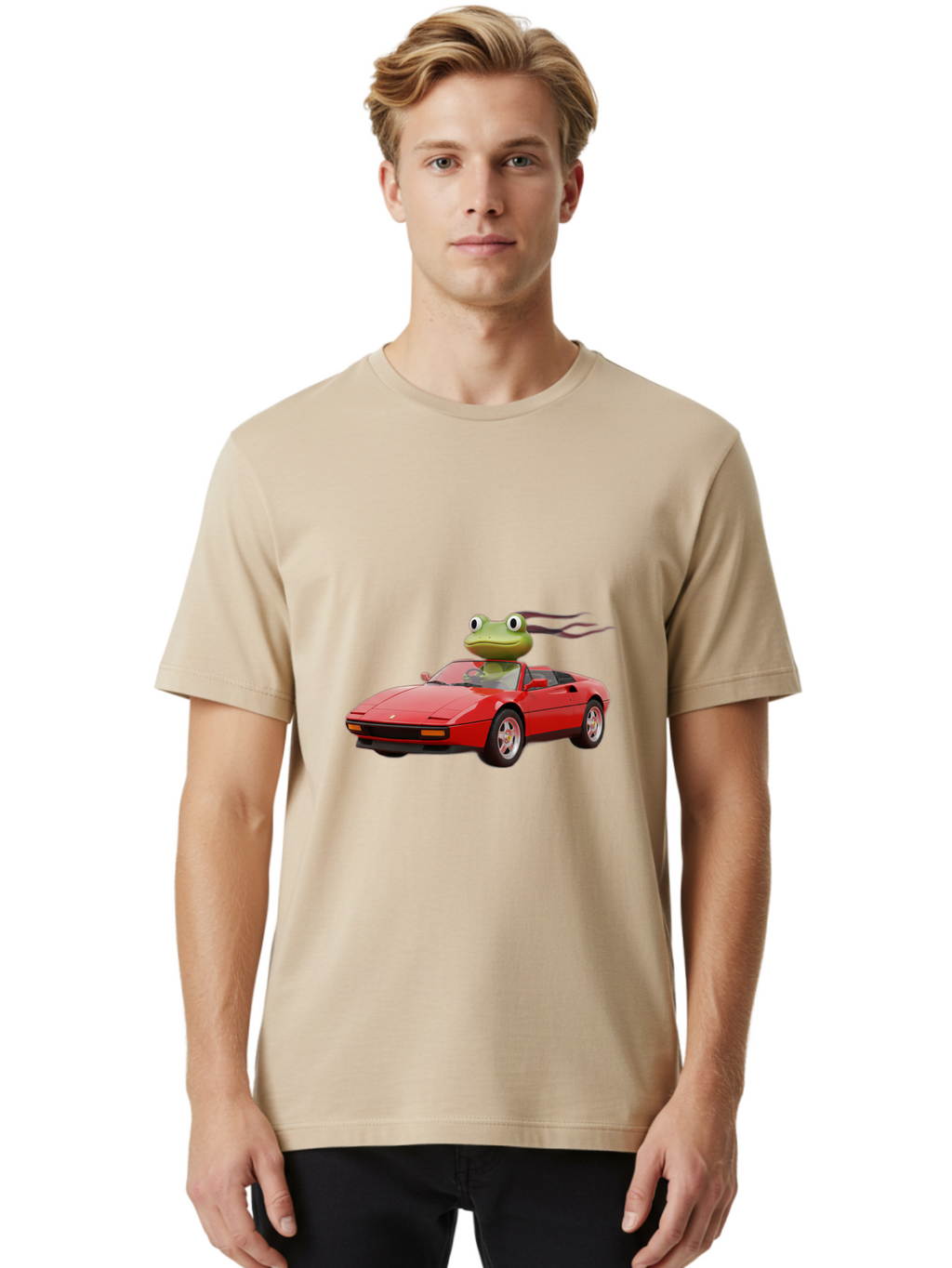 Frog-In-Ferrari-2 Men'S Graphic Tee, 100% Cotton, Comfortable Casual Summer Wear, Machine Washable, Vintage Camera, Old Camera, Antique Camera, Black Camera, Classic Photography, Photography Equipment, Nostalgic Device, Film Camera, Camera Art Baf826