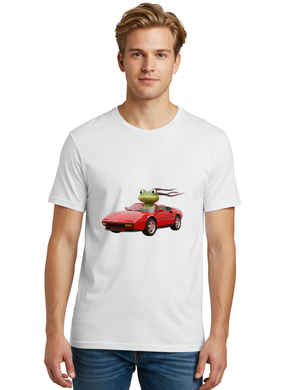 Frog-In-Ferrari-2 Men'S Graphic Tee, 100% Cotton, Comfortable Casual Summer Wear, Machine Washable, Vintage Camera, Old Camera, Antique Camera, Black Camera, Classic Photography, Photography Equipment, Nostalgic Device, Film Camera, Camera Art Baf826