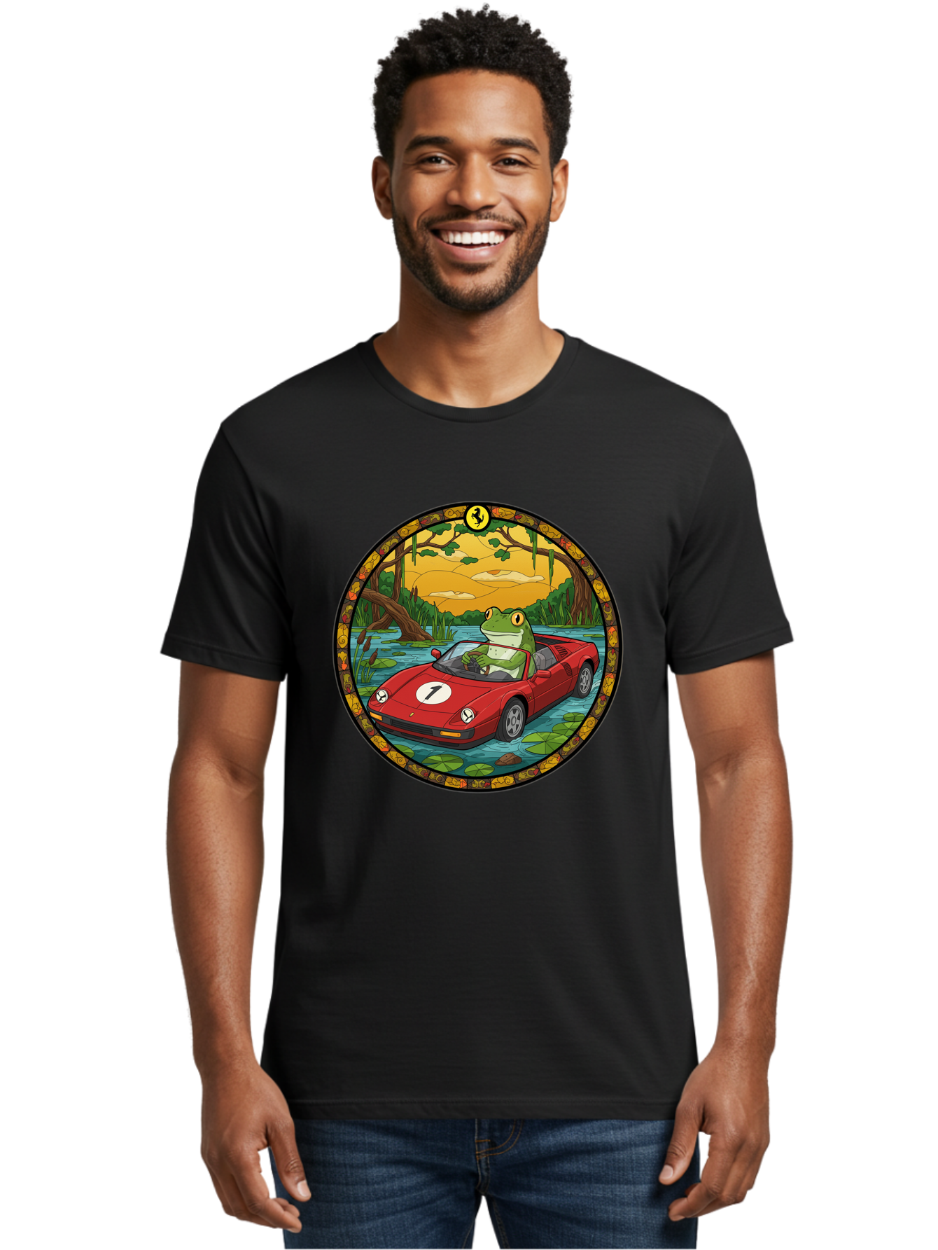 Frog-In-Ferrari-3 Men'S Graphic Tee, 100% Cotton, Comfortable Casual Summer Wear, Machine Washable, Vintage Camera, Old Camera, Antique Camera, Black Camera, Classic Photography, Photography Equipment, Nostalgic Device, Film Camera, Camera Art Baf827
