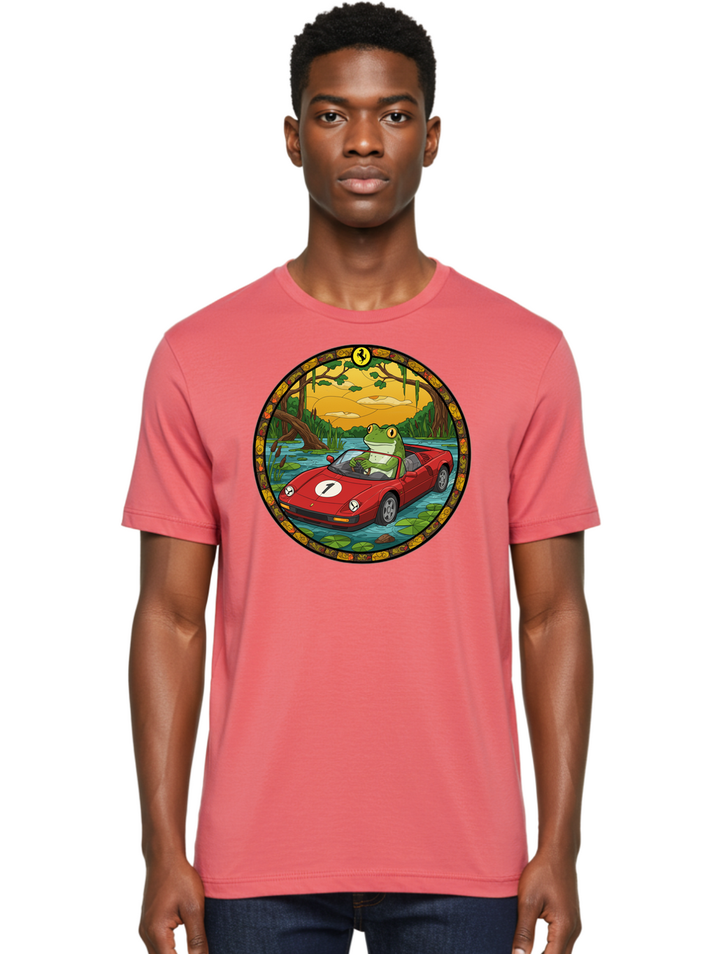 Frog-In-Ferrari-3 Men'S Graphic Tee, 100% Cotton, Comfortable Casual Summer Wear, Machine Washable, Vintage Camera, Old Camera, Antique Camera, Black Camera, Classic Photography, Photography Equipment, Nostalgic Device, Film Camera, Camera Art Baf827