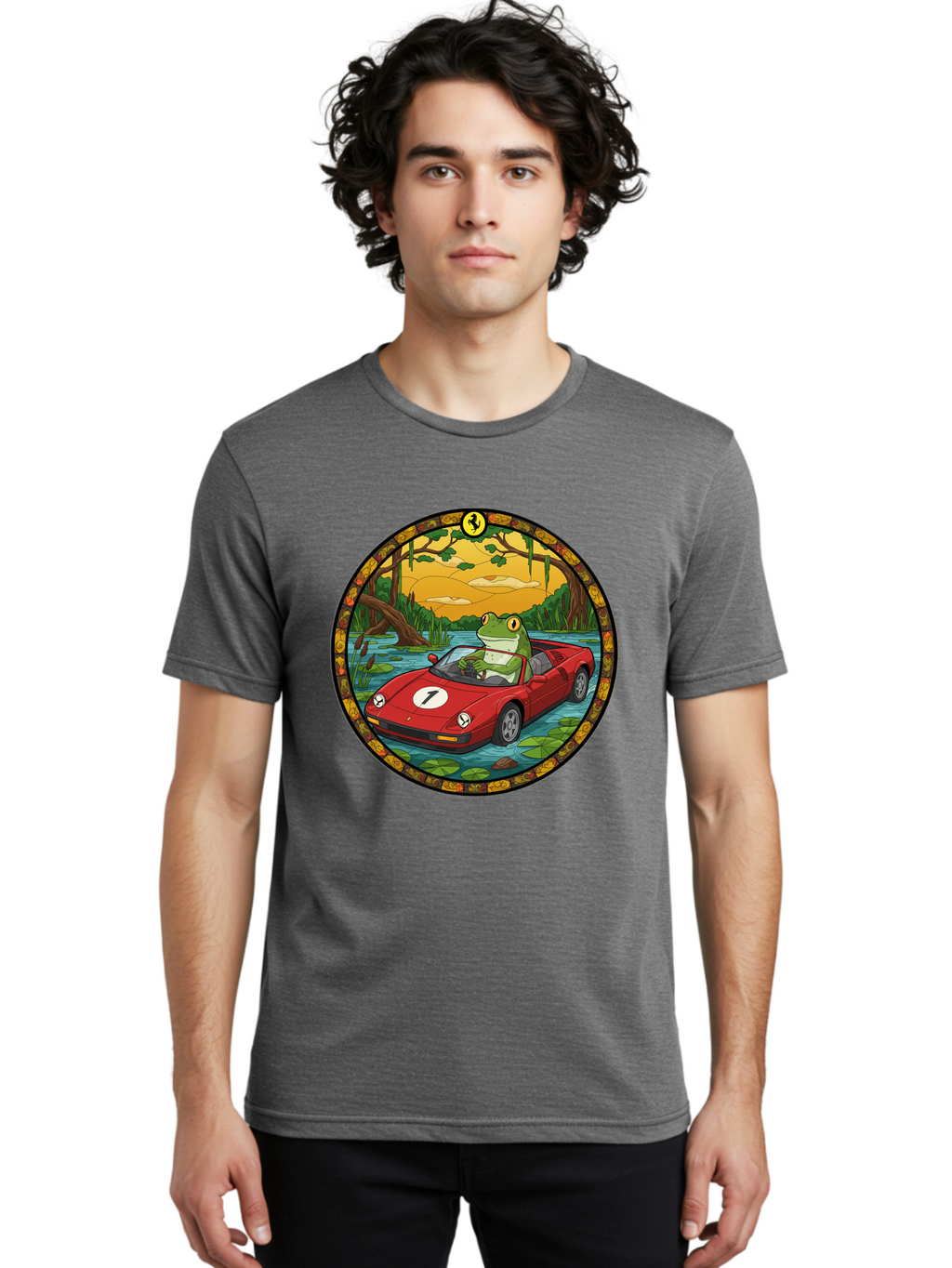 Frog-In-Ferrari-3 Men'S Graphic Tee, 100% Cotton, Comfortable Casual Summer Wear, Machine Washable, Vintage Camera, Old Camera, Antique Camera, Black Camera, Classic Photography, Photography Equipment, Nostalgic Device, Film Camera, Camera Art Baf827