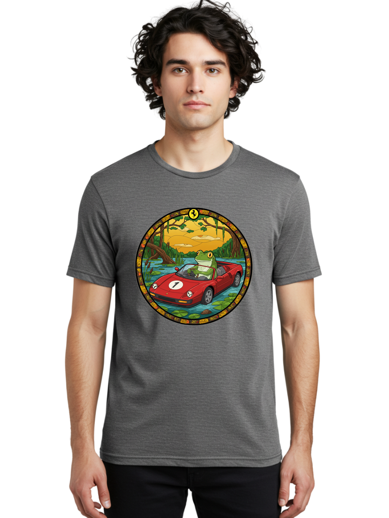 Frog-In-Ferrari-3 Men'S Graphic Tee, 100% Cotton, Comfortable Casual Summer Wear, Machine Washable, Vintage Camera, Old Camera, Antique Camera, Black Camera, Classic Photography, Photography Equipment, Nostalgic Device, Film Camera, Camera Art Baf827