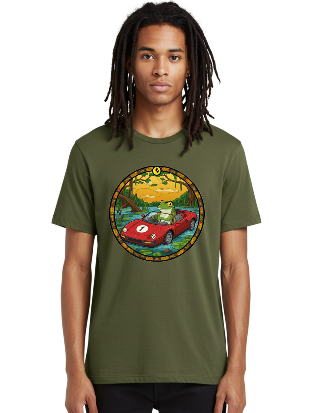 Frog-In-Ferrari-3 Men'S Graphic Tee, 100% Cotton, Comfortable Casual Summer Wear, Machine Washable, Vintage Camera, Old Camera, Antique Camera, Black Camera, Classic Photography, Photography Equipment, Nostalgic Device, Film Camera, Camera Art Baf827