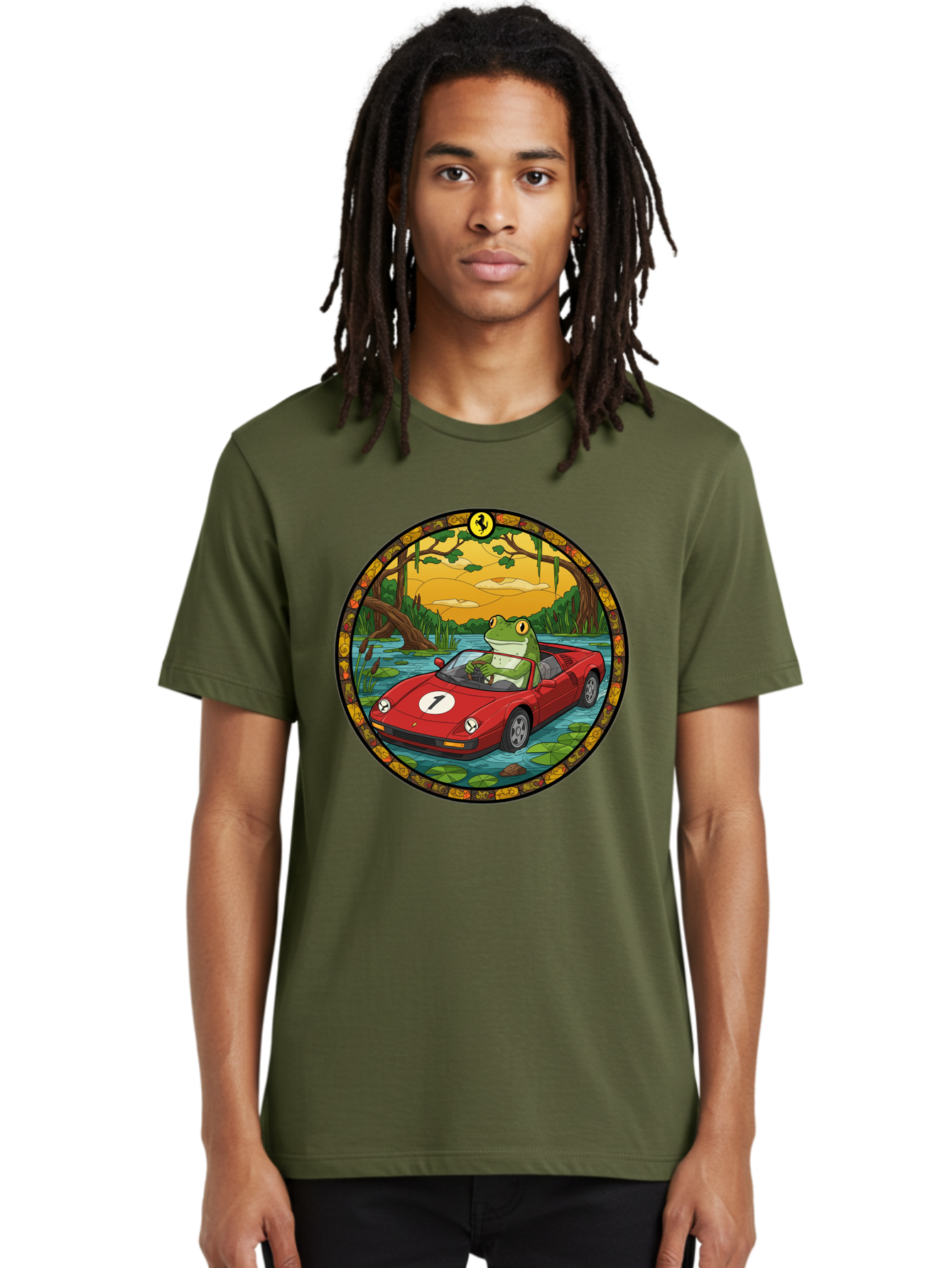 Frog-In-Ferrari-3 Men'S Graphic Tee, 100% Cotton, Comfortable Casual Summer Wear, Machine Washable, Vintage Camera, Old Camera, Antique Camera, Black Camera, Classic Photography, Photography Equipment, Nostalgic Device, Film Camera, Camera Art Baf827