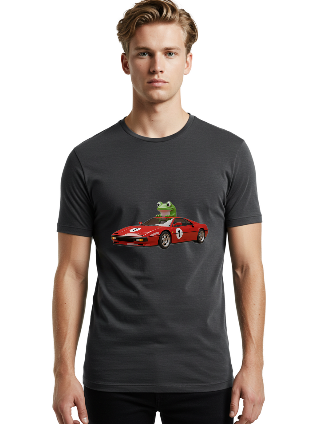 Frog-In-Ferrari-4 Men'S Graphic Tee, 100% Cotton, Comfortable Casual Summer Wear, Machine Washable, Vintage Camera, Old Camera, Antique Camera, Black Camera, Classic Photography, Photography Equipment, Nostalgic Device, Film Camera, Camera Art Baf828