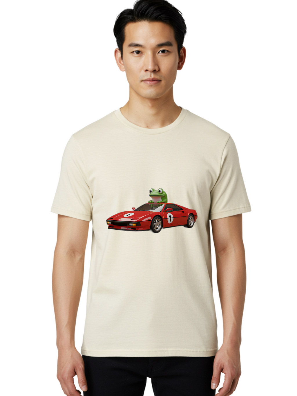 Frog-In-Ferrari-4 Men'S Graphic Tee, 100% Cotton, Comfortable Casual Summer Wear, Machine Washable, Vintage Camera, Old Camera, Antique Camera, Black Camera, Classic Photography, Photography Equipment, Nostalgic Device, Film Camera, Camera Art Baf828
