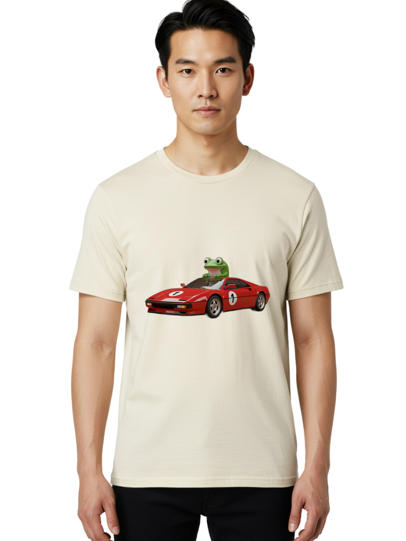 Frog-In-Ferrari-4 Men'S Graphic Tee, 100% Cotton, Comfortable Casual Summer Wear, Machine Washable, Vintage Camera, Old Camera, Antique Camera, Black Camera, Classic Photography, Photography Equipment, Nostalgic Device, Film Camera, Camera Art Baf828