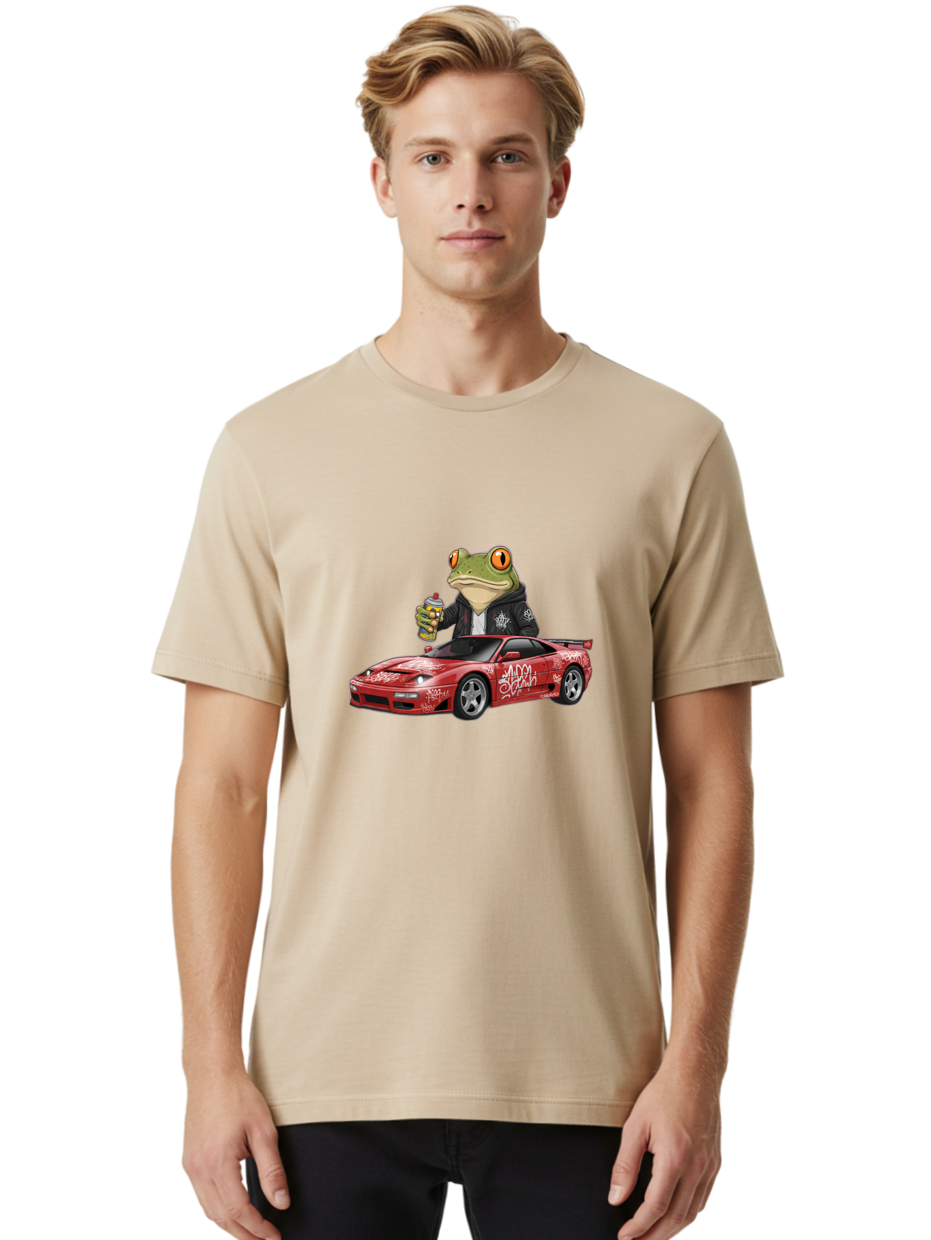Frog-In-Hoodie-With-Spray-Can Men'S Graphic Tee, 100% Cotton, Comfortable Casual Summer Wear, Machine Washable, Vintage Camera, Old Camera, Antique Camera, Black Camera, Classic Photography, Photography Equipment, Nostalgic Device, Baf834