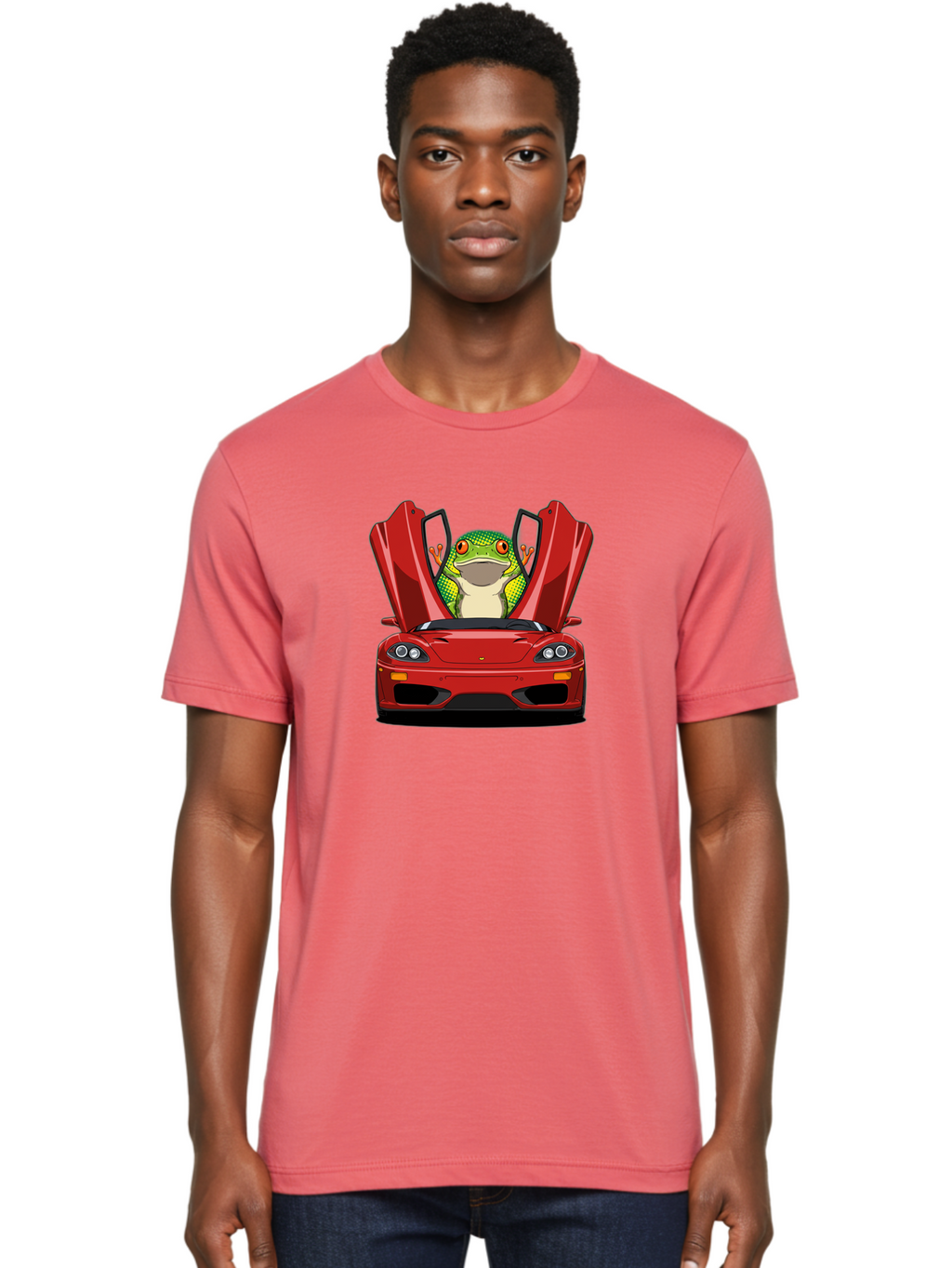 Frog-In-Red-Sports-Car-1 Men'S Graphic Tee, 100% Cotton, Comfortable Casual Summer Wear, Machine Washable, Vintage Camera, Old Camera, Antique Camera, Black Camera, Classic Photography, Photography Equipment, Nostalgic Device, Film Camera, Baf836