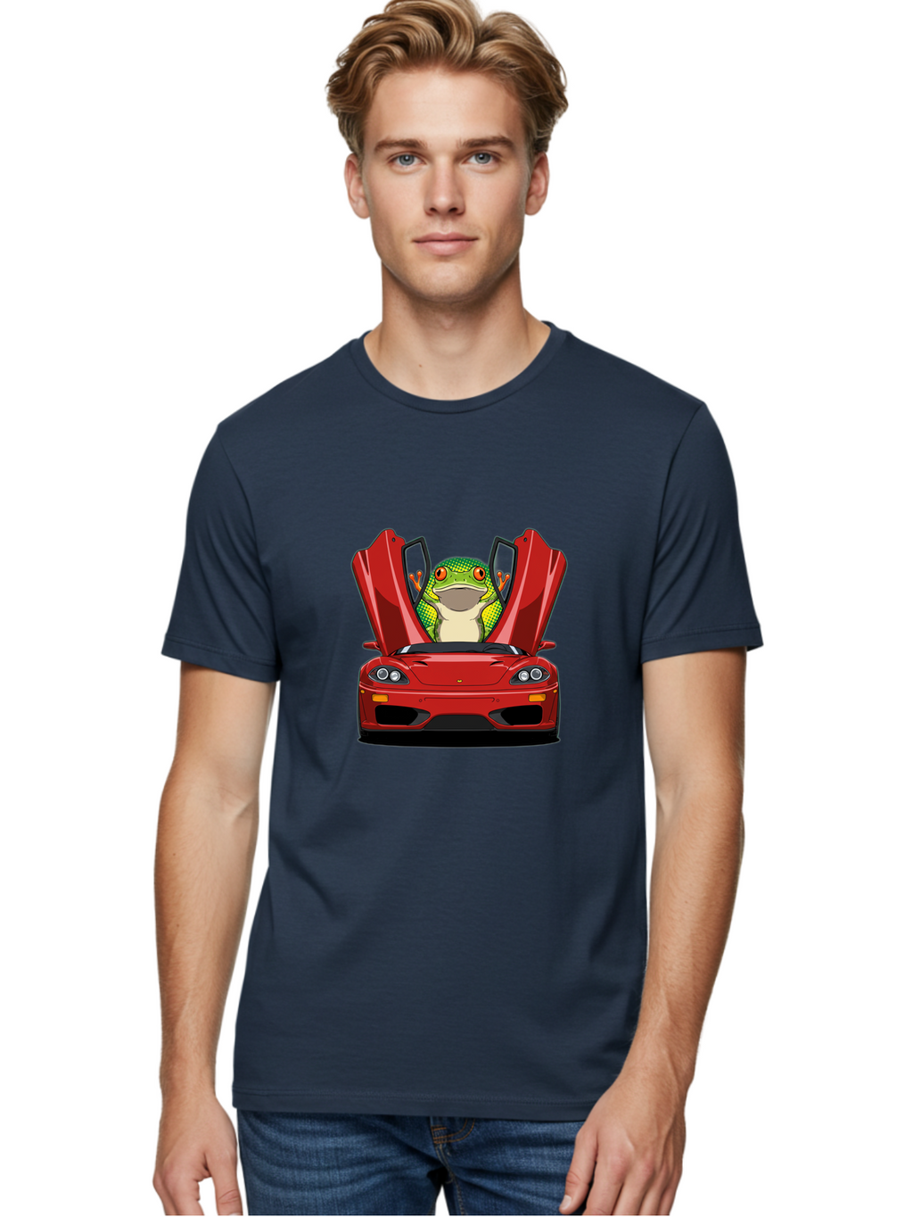 Frog-In-Red-Sports-Car-1 Men'S Graphic Tee, 100% Cotton, Comfortable Casual Summer Wear, Machine Washable, Vintage Camera, Old Camera, Antique Camera, Black Camera, Classic Photography, Photography Equipment, Nostalgic Device, Film Camera, Baf836