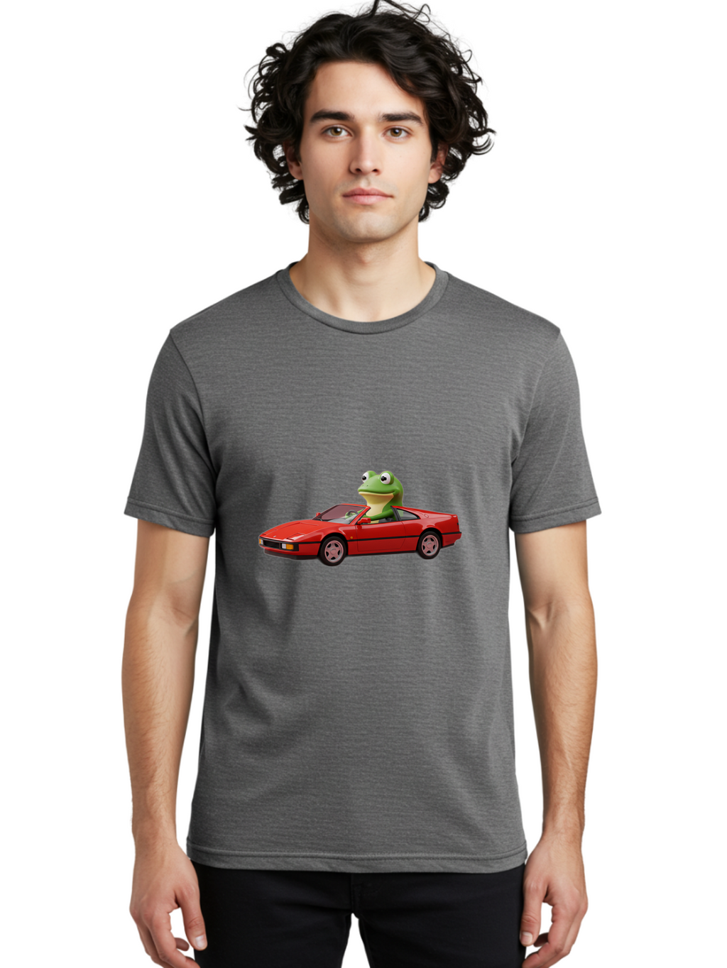Frog-In-Red-Sports-Car-2 Men'S Graphic Tee, 100% Cotton, Comfortable Casual Summer Wear, Machine Washable, Vintage Camera, Old Camera, Antique Camera, Black Camera, Classic Photography, Photography Equipment, Nostalgic Device, Film Camera, Baf837