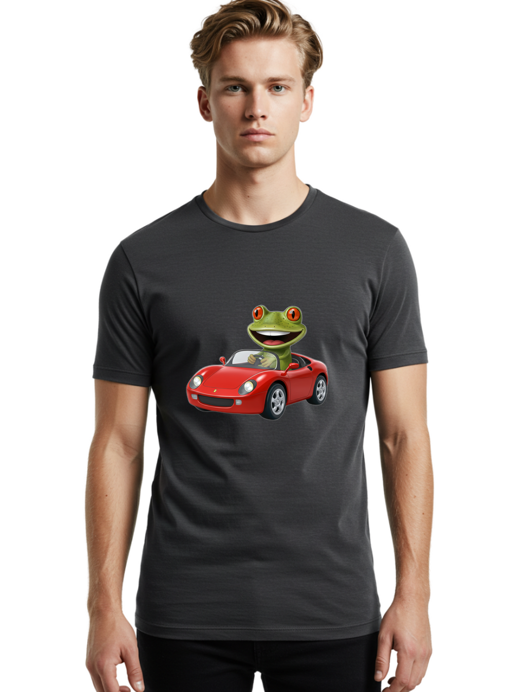 Frog-In-Red-Sports-Car Men'S Graphic Tee, 100% Cotton, Comfortable Casual Summer Wear, Machine Washable, Vintage Camera, Old Camera, Antique Camera, Black Camera, Classic Photography, Photography Equipment, Nostalgic Device, Film Camera, Baf838