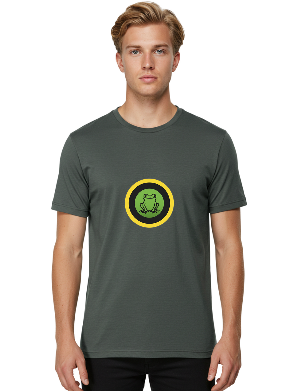 Frog-Logo Men'S Graphic Tee, 100% Cotton, Comfortable Casual Summer Wear, Machine Washable, Vintage Camera, Old Camera, Antique Camera, Black Camera, Classic Photography, Photography Equipment, Nostalgic Device, Film Camera, Camera Art Baf840