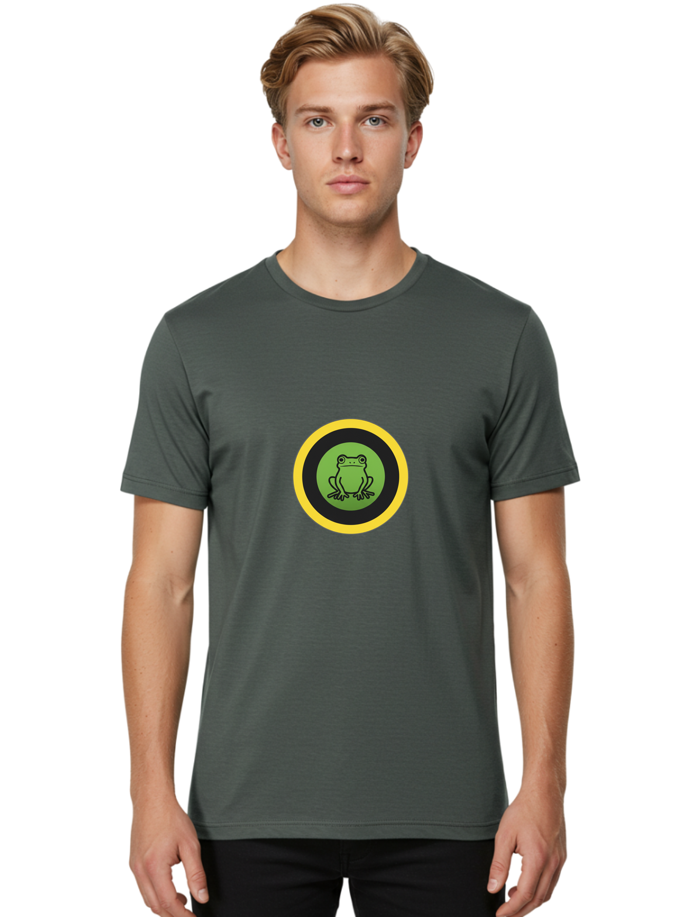Frog-Logo Men'S Graphic Tee, 100% Cotton, Comfortable Casual Summer Wear, Machine Washable, Vintage Camera, Old Camera, Antique Camera, Black Camera, Classic Photography, Photography Equipment, Nostalgic Device, Film Camera, Camera Art Baf840