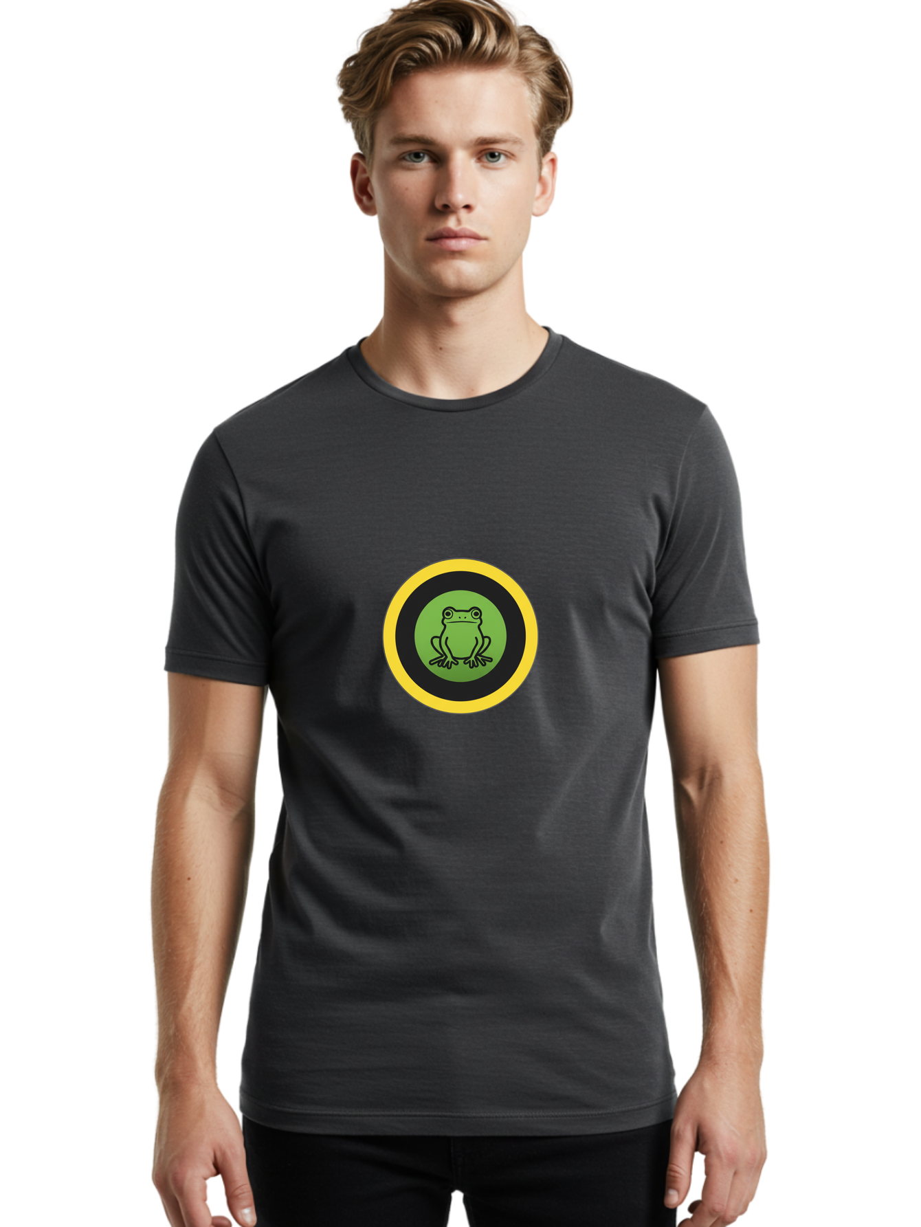 Frog-Logo Men'S Graphic Tee, 100% Cotton, Comfortable Casual Summer Wear, Machine Washable, Vintage Camera, Old Camera, Antique Camera, Black Camera, Classic Photography, Photography Equipment, Nostalgic Device, Film Camera, Camera Art Baf840