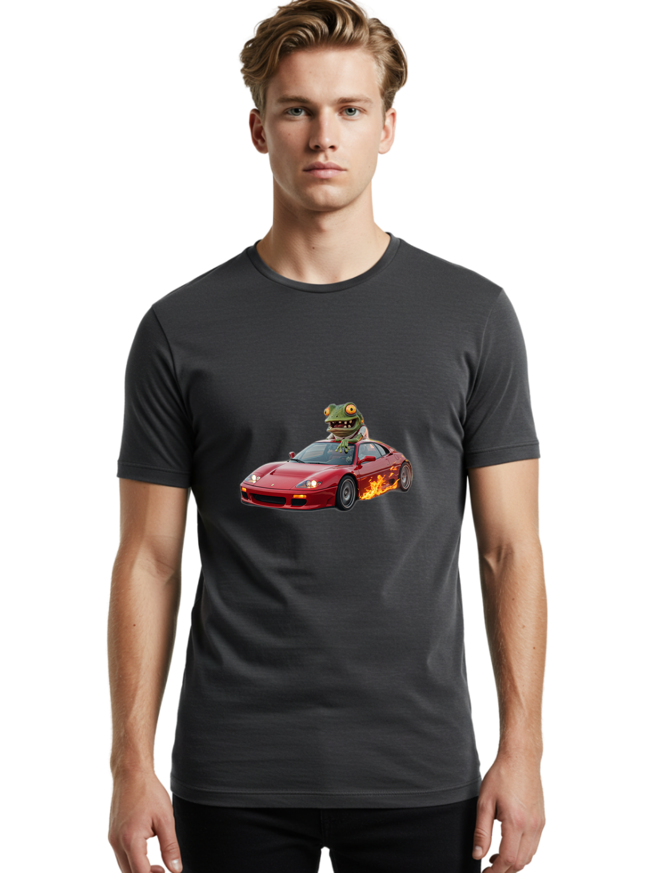 Frog-Riding-Ferrari Men'S Graphic Tee, 100% Cotton, Comfortable Casual Summer Wear, Machine Washable, Vintage Camera, Old Camera, Antique Camera, Black Camera, Classic Photography, Photography Equipment, Nostalgic Device, Film Camera, Baf845