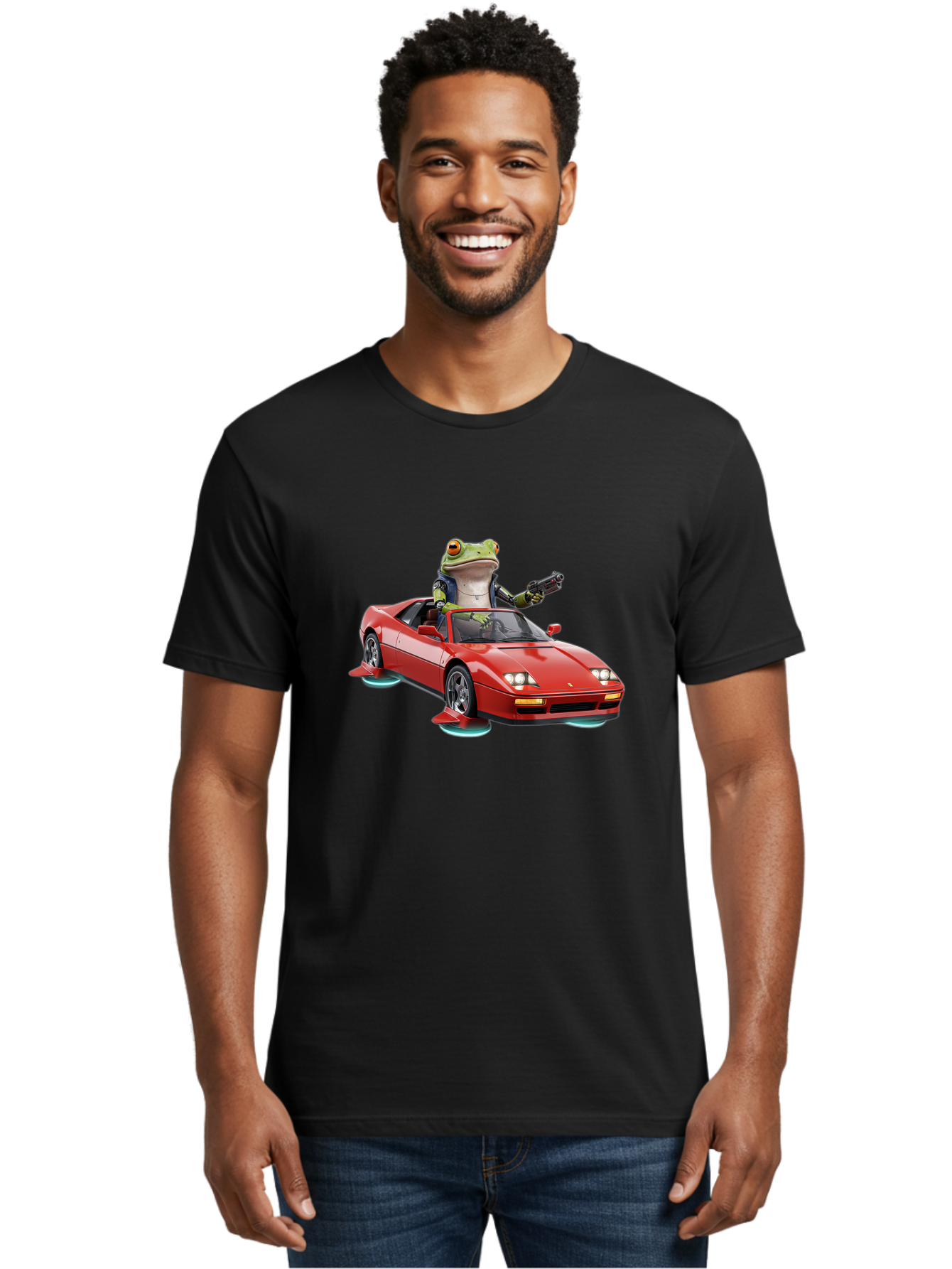 Frog-With-Gun-In-Ferrari Men'S Graphic Tee, 100% Cotton, Comfortable Casual Summer Wear, Machine Washable, Vintage Camera, Old Camera, Antique Camera, Black Camera, Classic Photography, Photography Equipment, Nostalgic Device, Film Camera, Baf847