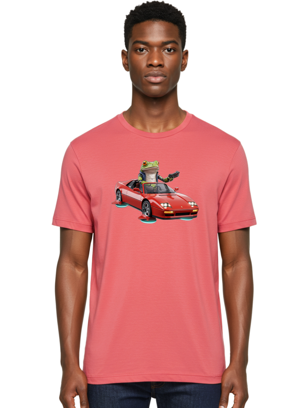 Frog-With-Gun-In-Ferrari Men'S Graphic Tee, 100% Cotton, Comfortable Casual Summer Wear, Machine Washable, Vintage Camera, Old Camera, Antique Camera, Black Camera, Classic Photography, Photography Equipment, Nostalgic Device, Film Camera, Baf847