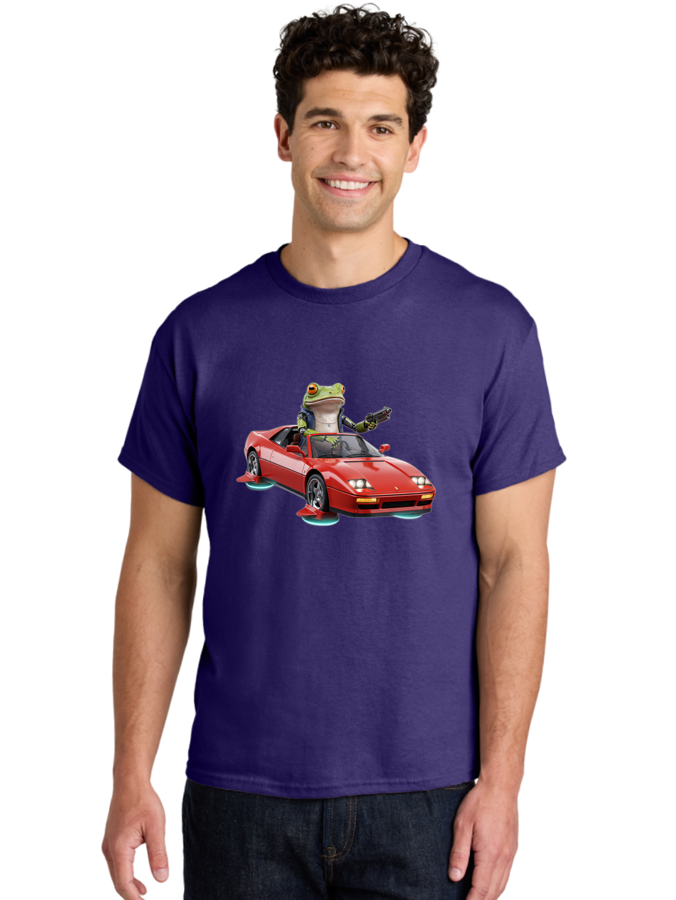 Frog-With-Gun-In-Ferrari Men'S Graphic Tee, 100% Cotton, Comfortable Casual Summer Wear, Machine Washable, Vintage Camera, Old Camera, Antique Camera, Black Camera, Classic Photography, Photography Equipment, Nostalgic Device, Film Camera, Baf847