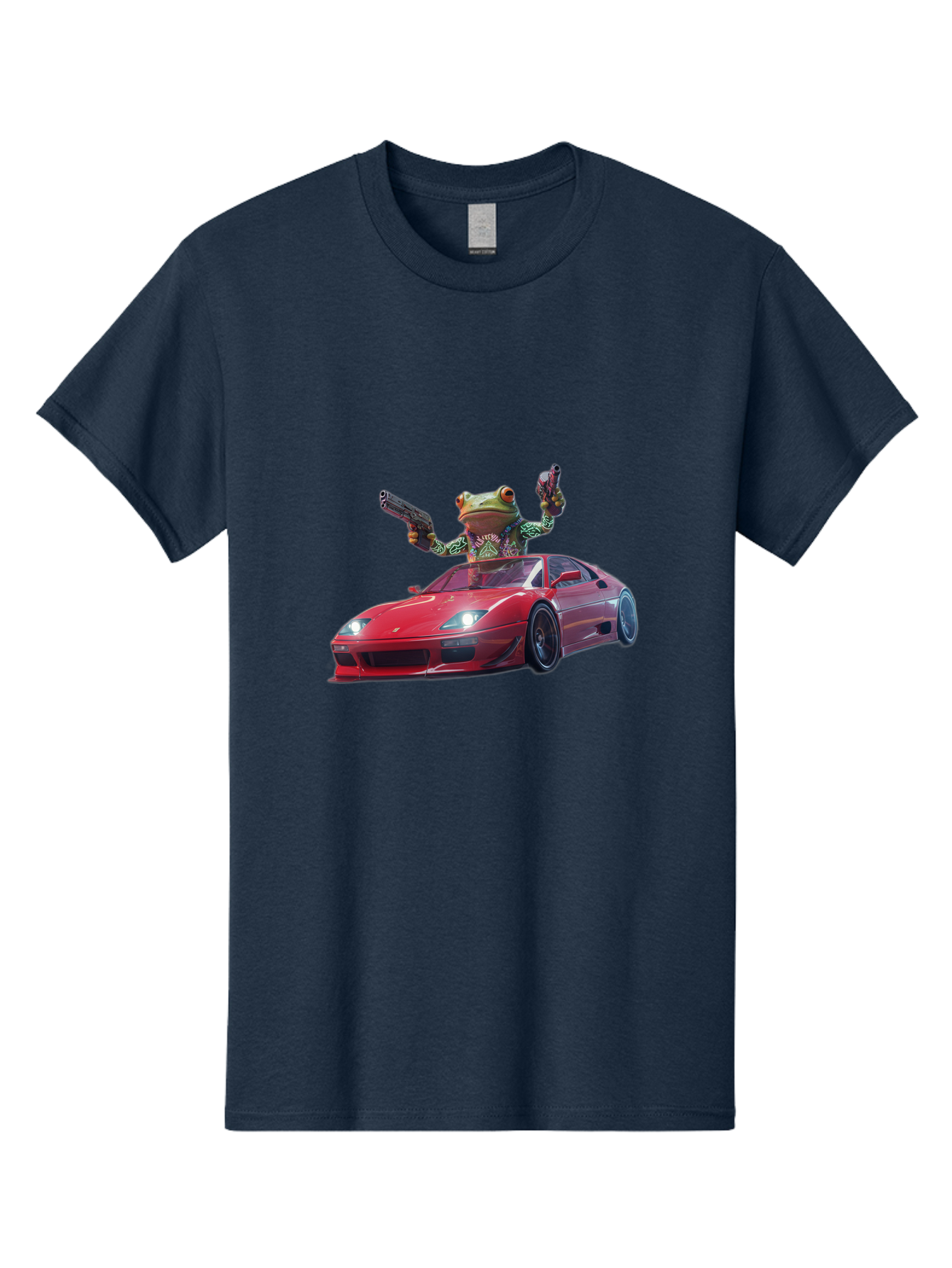 Frog-With-Guns-On-Ferrari Men'S Graphic Tee, 100% Cotton, Comfortable Casual Summer Wear, Machine Washable, Vintage Camera, Old Camera, Antique Camera, Black Camera, Classic Photography, Photography Equipment, Nostalgic Device, Film Camera, Baf848
