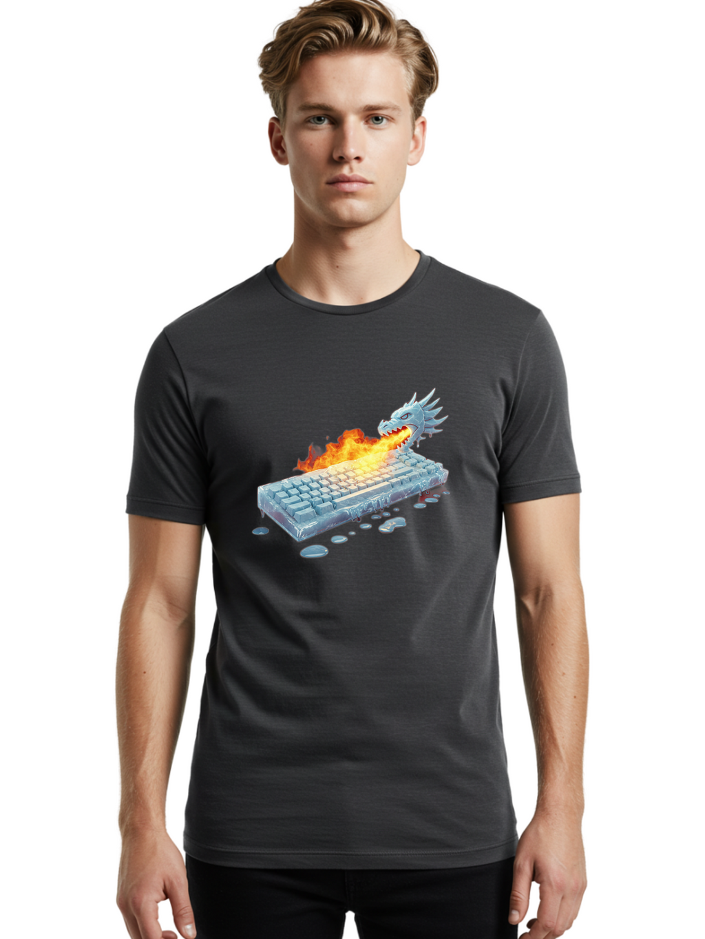 Frozen-Keyboard-Dragon Men'S Graphic Tee, 100% Cotton, Comfortable Casual Summer Wear, Machine Washable, Vintage Camera, Old Camera, Antique Camera, Black Camera, Classic Photography, Photography Equipment, Nostalgic Device, Film Camera, Baf849