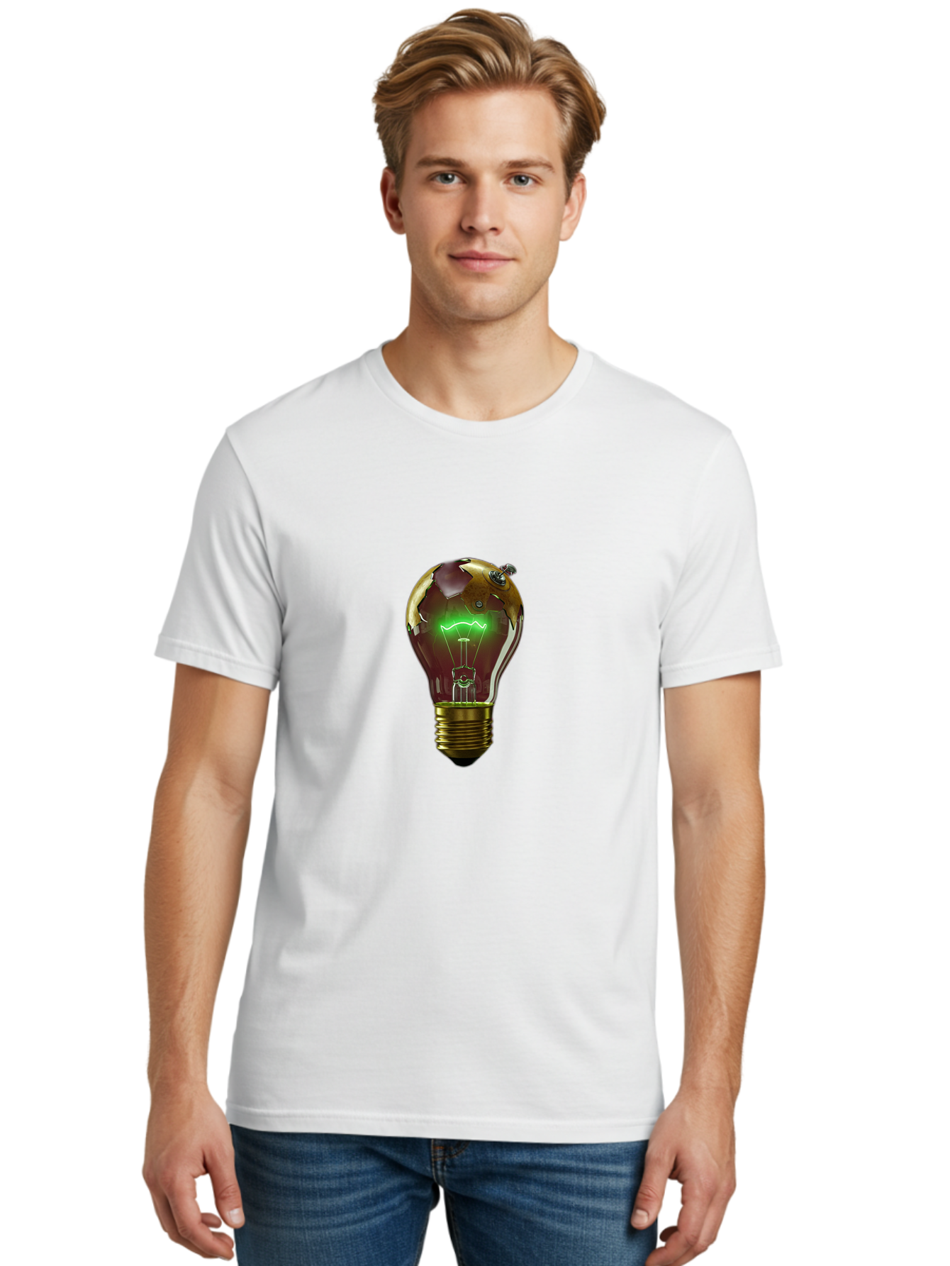 Globe-Light-Bulb Men'S Graphic Tee, 100% Cotton, Comfortable Casual Summer Wear, Machine Washable, Vintage Camera, Old Camera, Antique Camera, Black Camera, Classic Photography, Photography Equipment, Nostalgic Device, Film Camera, Camera Art Baf854