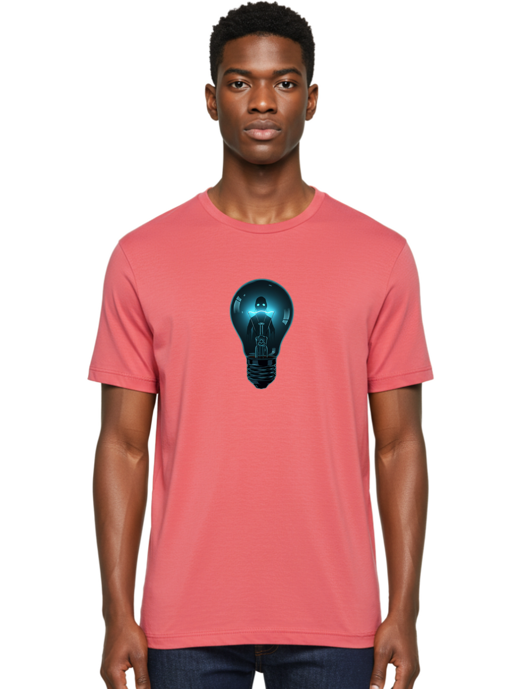 Gloomy-Figure-In-Bulb Men'S Graphic Tee, 100% Cotton, Comfortable Casual Summer Wear, Machine Washable, Vintage Camera, Old Camera, Antique Camera, Black Camera, Classic Photography, Photography Equipment, Nostalgic Device, Film Camera, Baf855