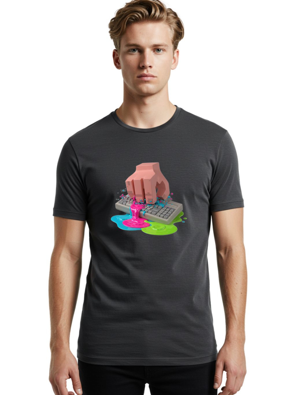 Hand-On-Keyboard Men'S Graphic Tee, 100% Cotton, Comfortable Casual Summer Wear, Machine Washable, Vintage Camera, Old Camera, Antique Camera, Black Camera, Classic Photography, Photography Equipment, Nostalgic Device, Film Camera, Camera Art Baf857