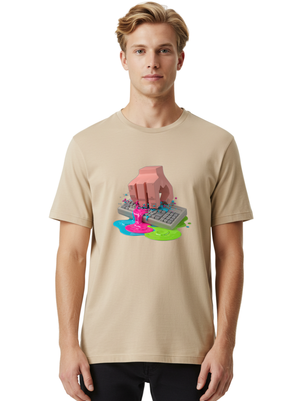 Hand-On-Keyboard Men'S Graphic Tee, 100% Cotton, Comfortable Casual Summer Wear, Machine Washable, Vintage Camera, Old Camera, Antique Camera, Black Camera, Classic Photography, Photography Equipment, Nostalgic Device, Film Camera, Camera Art Baf857