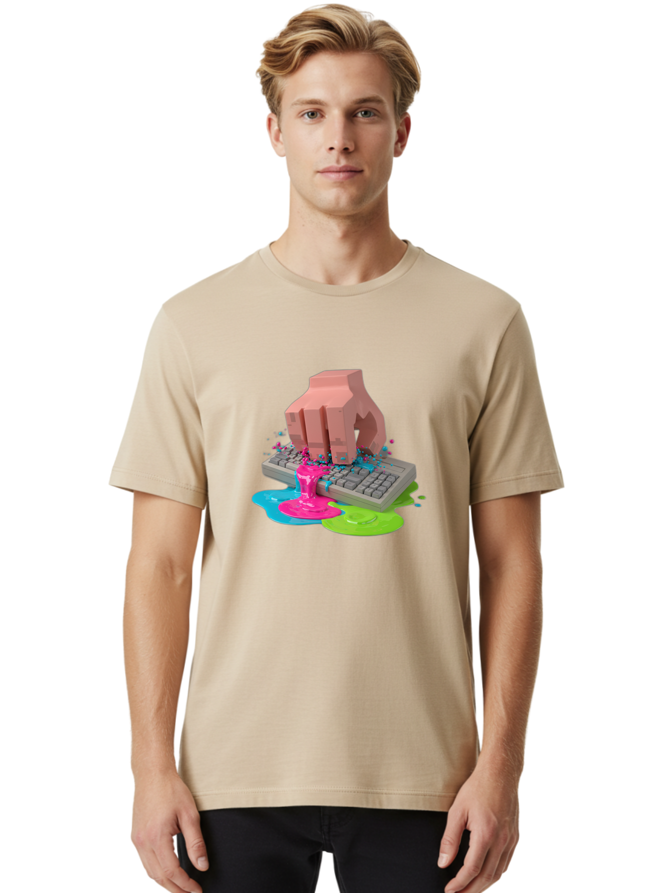 Hand-On-Keyboard Men'S Graphic Tee, 100% Cotton, Comfortable Casual Summer Wear, Machine Washable, Vintage Camera, Old Camera, Antique Camera, Black Camera, Classic Photography, Photography Equipment, Nostalgic Device, Film Camera, Camera Art Baf857