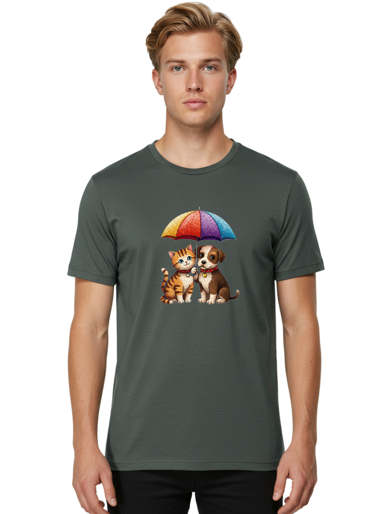 Kitten-Puppy-Umbrella Men'S Graphic Tee, 100% Cotton, Comfortable Casual Summer Wear, Machine Washable, Vintage Camera, Old Camera, Antique Camera, Black Camera, Classic Photography, Photography Equipment, Nostalgic Device, Film Camera, Baf867