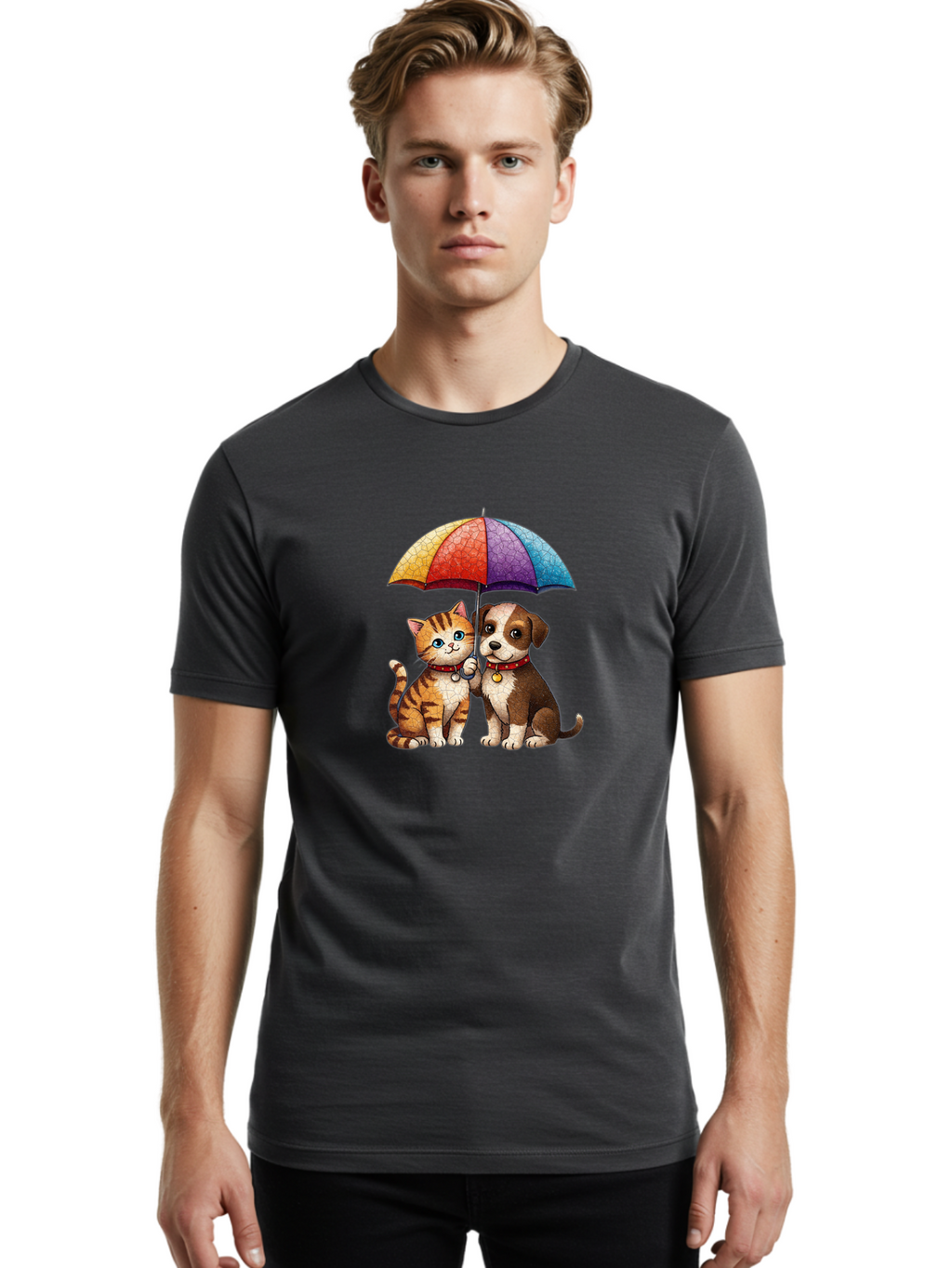 Kitten-Puppy-Umbrella Men'S Graphic Tee, 100% Cotton, Comfortable Casual Summer Wear, Machine Washable, Vintage Camera, Old Camera, Antique Camera, Black Camera, Classic Photography, Photography Equipment, Nostalgic Device, Film Camera, Baf867