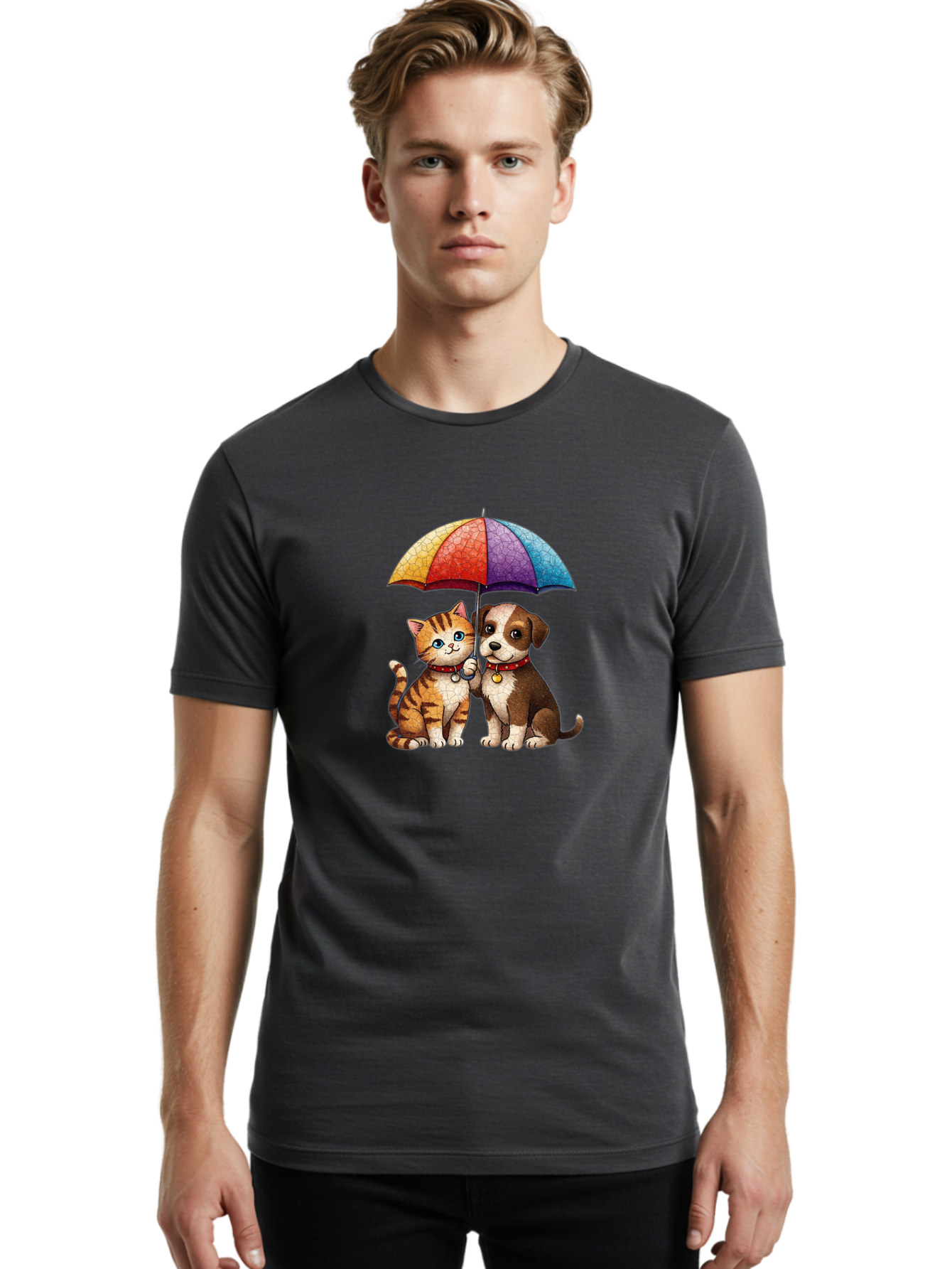 Kitten-Puppy-Umbrella Men'S Graphic Tee, 100% Cotton, Comfortable Casual Summer Wear, Machine Washable, Vintage Camera, Old Camera, Antique Camera, Black Camera, Classic Photography, Photography Equipment, Nostalgic Device, Film Camera, Baf867