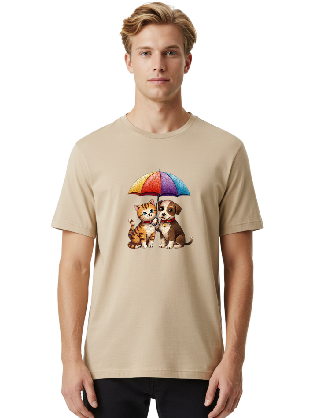 Kitten-Puppy-Umbrella Men'S Graphic Tee, 100% Cotton, Comfortable Casual Summer Wear, Machine Washable, Vintage Camera, Old Camera, Antique Camera, Black Camera, Classic Photography, Photography Equipment, Nostalgic Device, Film Camera, Baf867