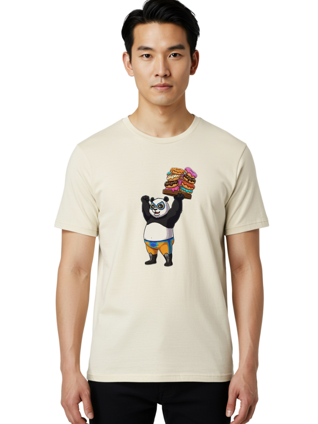 Kung-Fu-Panda-Holding-Burgers Men'S Graphic Tee, 100% Cotton, Comfortable Casual Summer Wear, Machine Washable, Vintage Camera, Old Camera, Antique Camera, Black Camera, Classic Photography, Photography Equipment, Nostalgic Device, Baf869