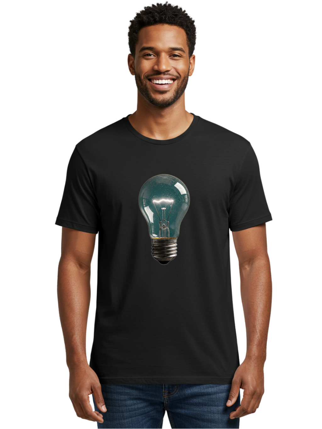 Light-Bulb-12 Men'S Graphic Tee, 100% Cotton, Comfortable Casual Summer Wear, Machine Washable, Vintage Camera, Old Camera, Antique Camera, Black Camera, Classic Photography, Photography Equipment, Nostalgic Device, Film Camera, Camera Art Baf875