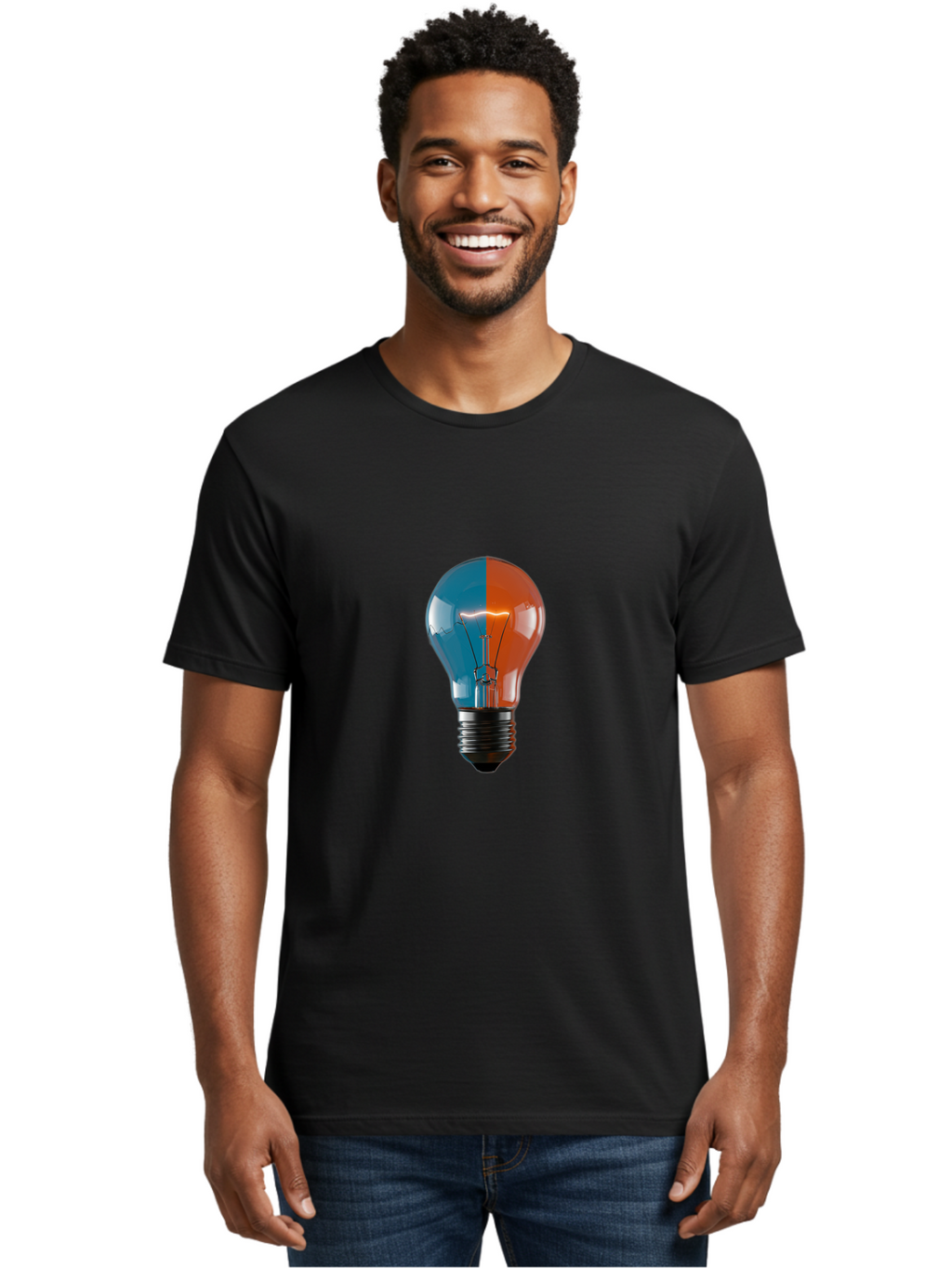 Light-Bulb-13 Men'S Graphic Tee, 100% Cotton, Comfortable Casual Summer Wear, Machine Washable, Vintage Camera, Old Camera, Antique Camera, Black Camera, Classic Photography, Photography Equipment, Nostalgic Device, Film Camera, Camera Art Baf876