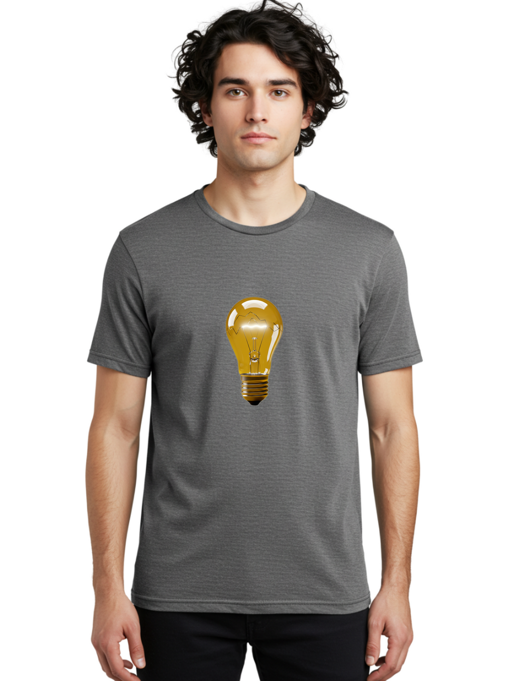 Light-Bulb-3 Men'S Graphic Tee, 100% Cotton, Comfortable Casual Summer Wear, Machine Washable, Vintage Camera, Old Camera, Antique Camera, Black Camera, Classic Photography, Photography Equipment, Nostalgic Device, Film Camera, Camera Art Baf880