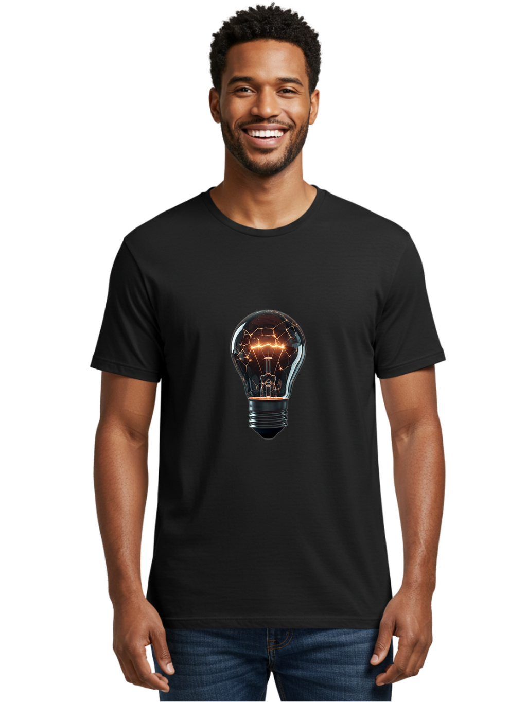 Light-Bulb-8 Men'S Graphic Tee, 100% Cotton, Comfortable Casual Summer Wear, Machine Washable, Vintage Camera, Old Camera, Antique Camera, Black Camera, Classic Photography, Photography Equipment, Nostalgic Device, Film Camera, Camera Art Baf885