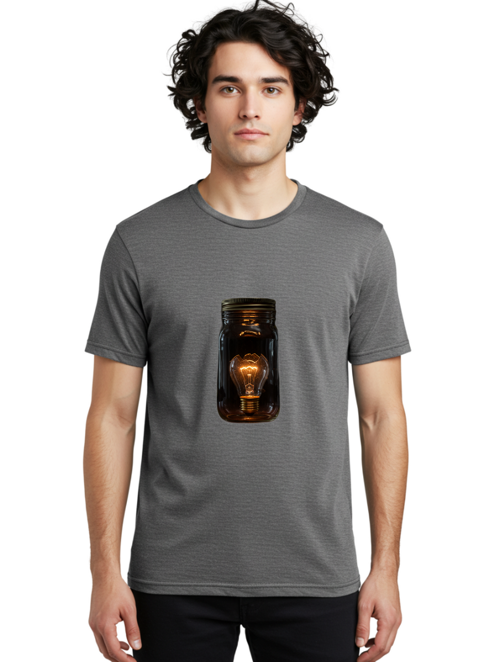 Light-Bulb-In-Mason-Jar Men'S Graphic Tee, 100% Cotton, Comfortable Casual Summer Wear, Machine Washable, Vintage Camera, Old Camera, Antique Camera, Black Camera, Classic Photography, Photography Equipment, Nostalgic Device, Film Camera, Baf887
