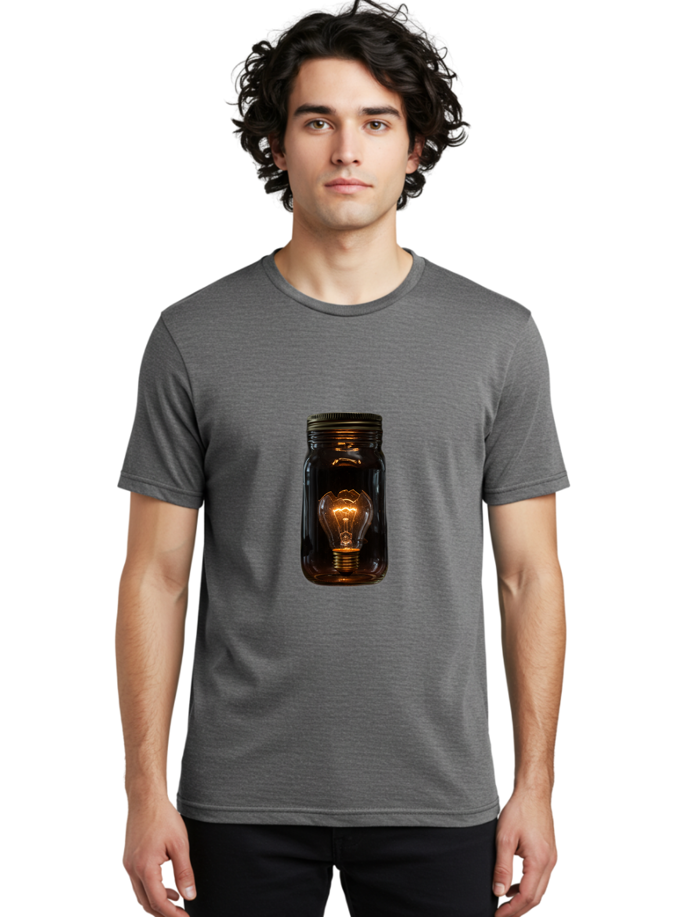 Light-Bulb-In-Mason-Jar Men'S Graphic Tee, 100% Cotton, Comfortable Casual Summer Wear, Machine Washable, Vintage Camera, Old Camera, Antique Camera, Black Camera, Classic Photography, Photography Equipment, Nostalgic Device, Film Camera, Baf887