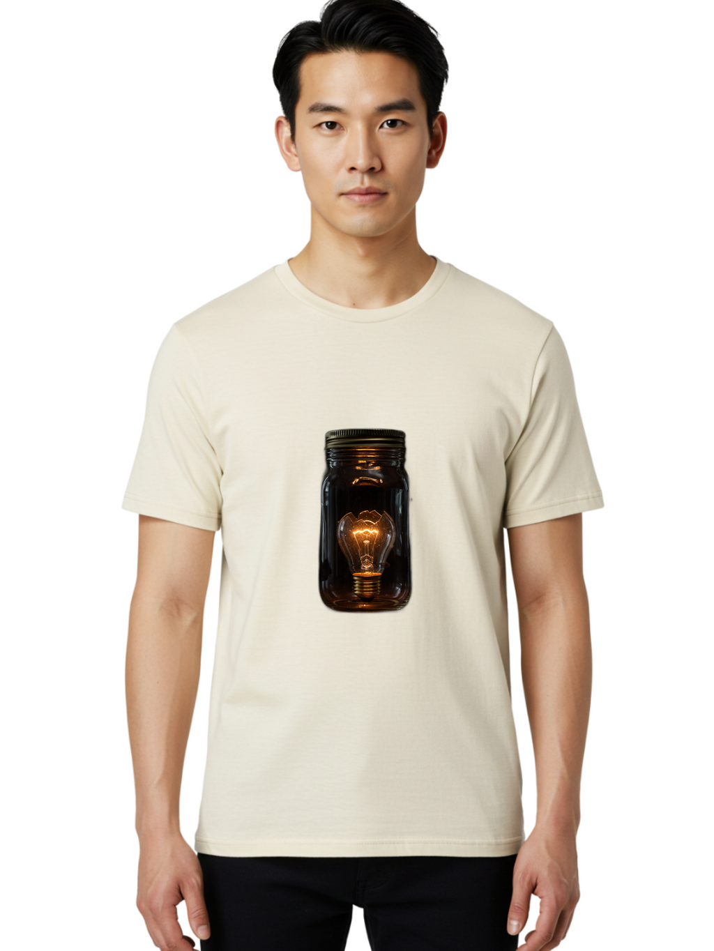 Light-Bulb-In-Mason-Jar Men'S Graphic Tee, 100% Cotton, Comfortable Casual Summer Wear, Machine Washable, Vintage Camera, Old Camera, Antique Camera, Black Camera, Classic Photography, Photography Equipment, Nostalgic Device, Film Camera, Baf887