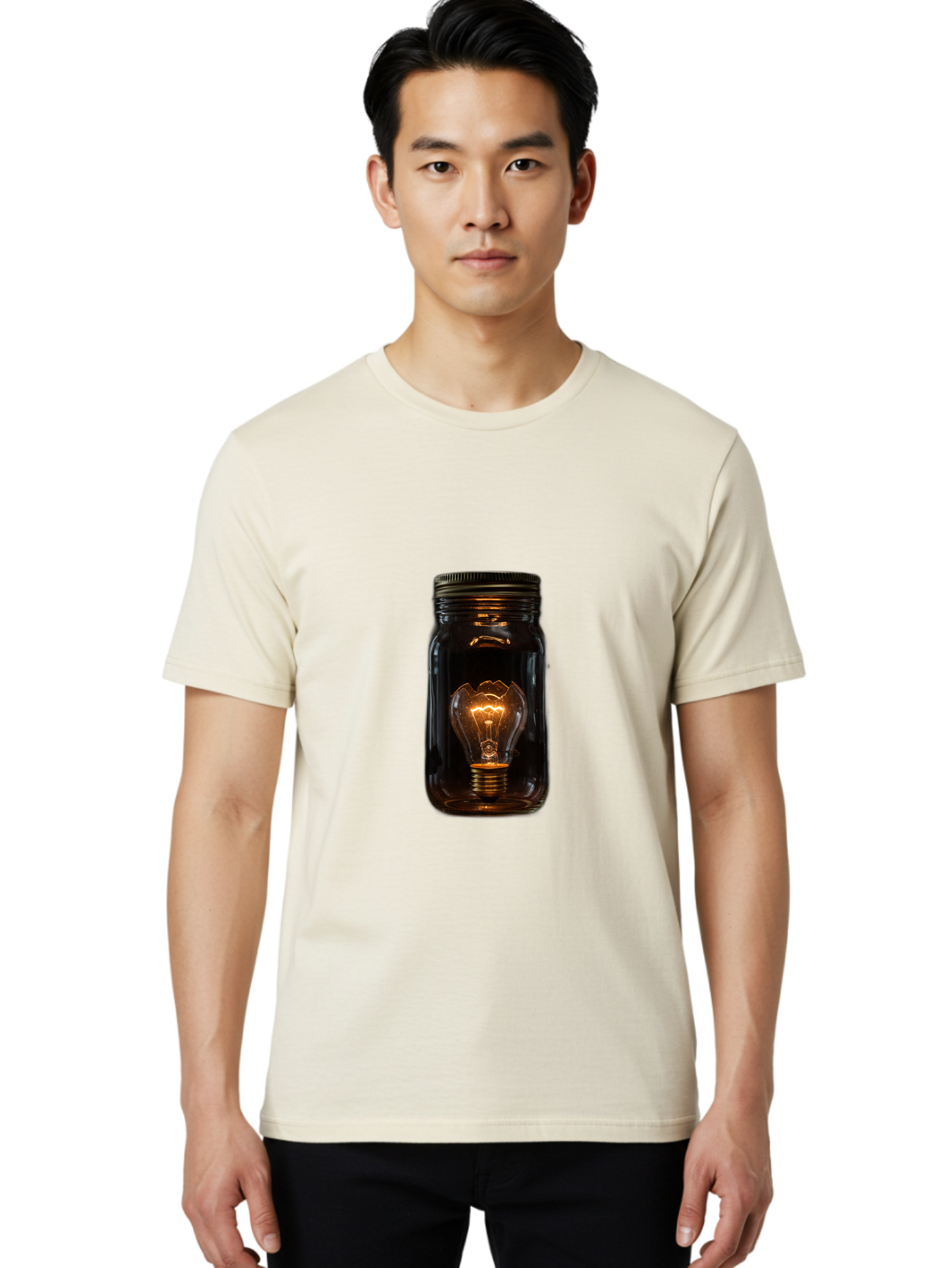 Light-Bulb-In-Mason-Jar Men'S Graphic Tee, 100% Cotton, Comfortable Casual Summer Wear, Machine Washable, Vintage Camera, Old Camera, Antique Camera, Black Camera, Classic Photography, Photography Equipment, Nostalgic Device, Film Camera, Baf887