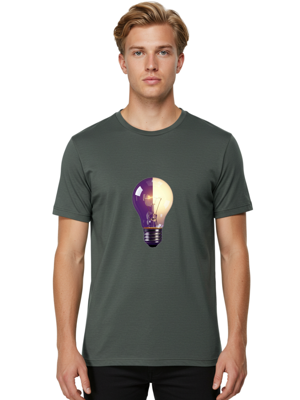 Light-Bulb-On-Off Men'S Graphic Tee, 100% Cotton, Comfortable Casual Summer Wear, Machine Washable, Vintage Camera, Old Camera, Antique Camera, Black Camera, Classic Photography, Photography Equipment, Nostalgic Device, Film Camera, Camera Art Baf888