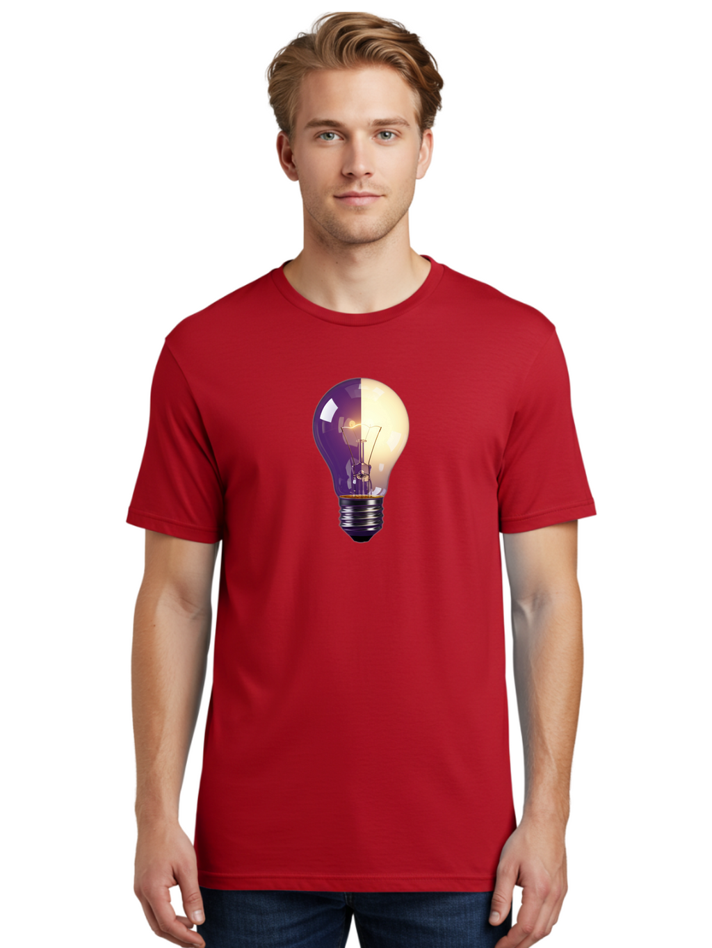 Light-Bulb-On-Off Men'S Graphic Tee, 100% Cotton, Comfortable Casual Summer Wear, Machine Washable, Vintage Camera, Old Camera, Antique Camera, Black Camera, Classic Photography, Photography Equipment, Nostalgic Device, Film Camera, Camera Art Baf888