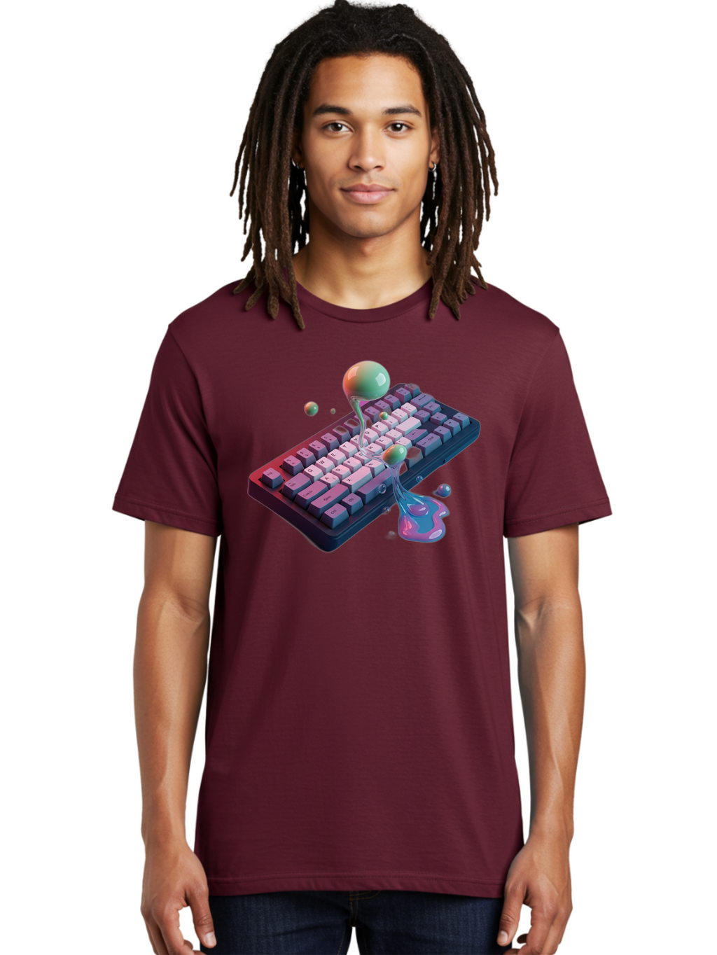 Melting-Keyboard-1 Men'S Graphic Tee, 100% Cotton, Comfortable Casual Summer Wear, Machine Washable, Vintage Camera, Old Camera, Antique Camera, Black Camera, Classic Photography, Photography Equipment, Nostalgic Device, Film Camera, Baf907