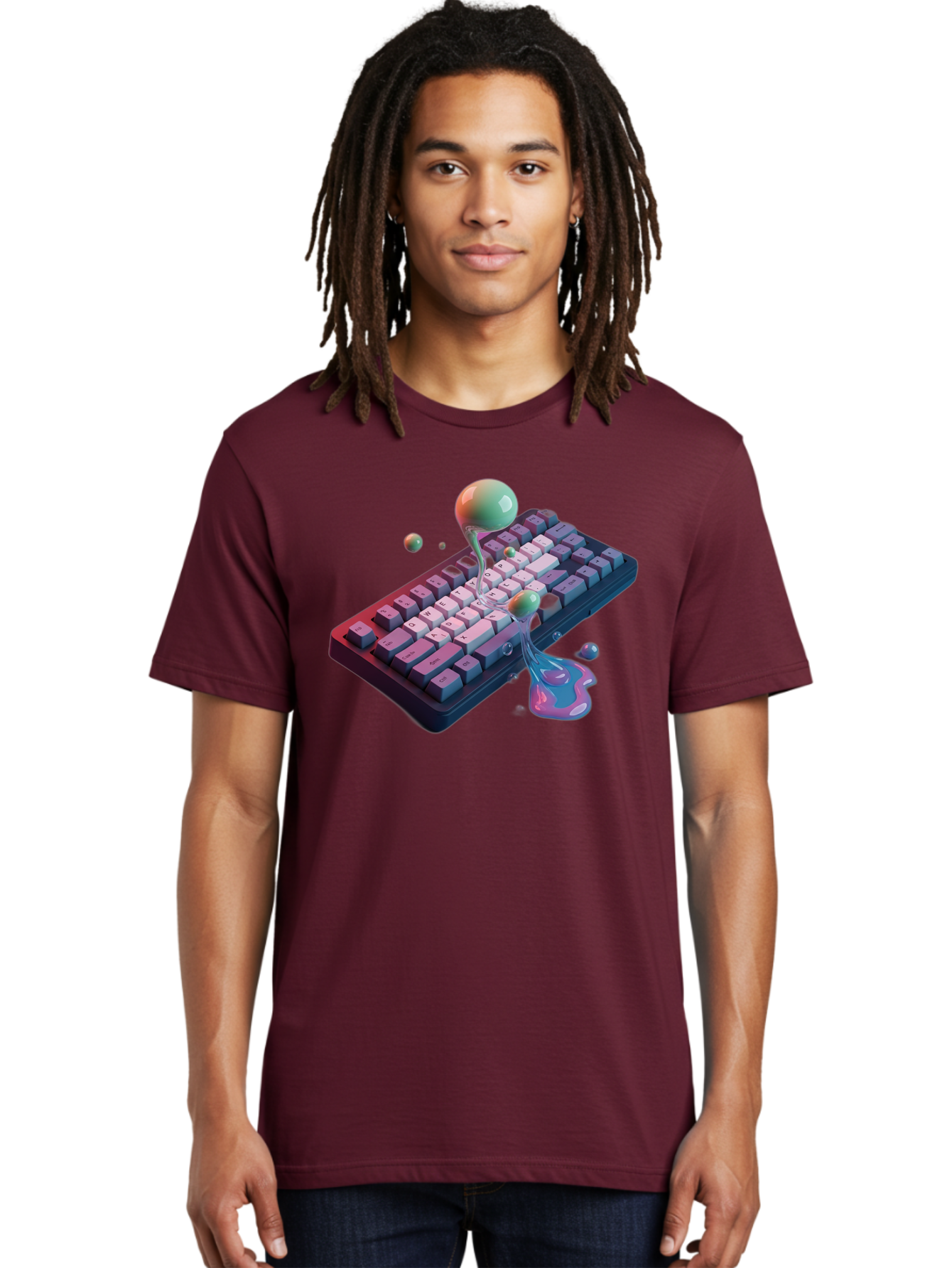 Melting-Keyboard-1 Men'S Graphic Tee, 100% Cotton, Comfortable Casual Summer Wear, Machine Washable, Vintage Camera, Old Camera, Antique Camera, Black Camera, Classic Photography, Photography Equipment, Nostalgic Device, Film Camera, Baf907