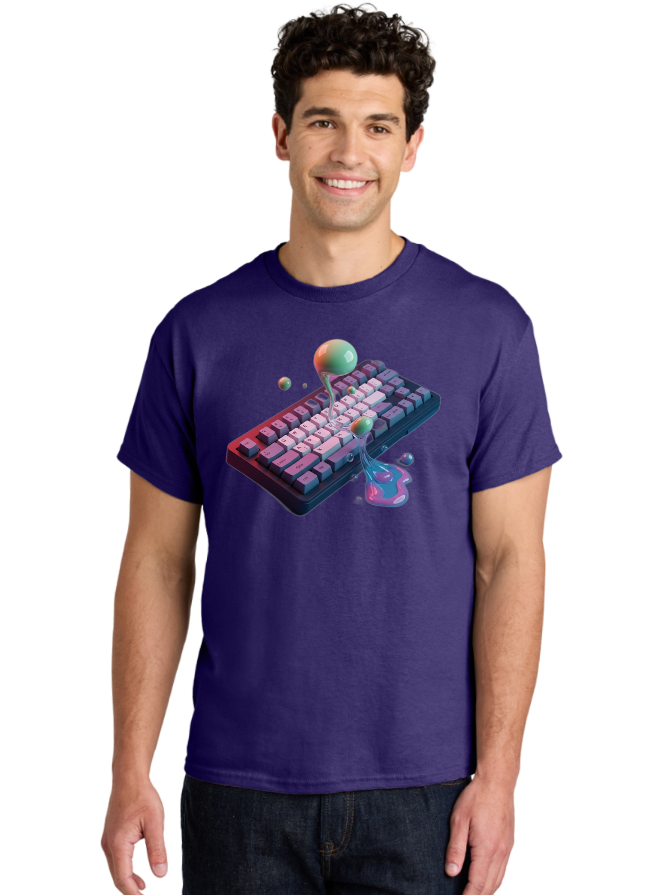 Melting-Keyboard-1 Men'S Graphic Tee, 100% Cotton, Comfortable Casual Summer Wear, Machine Washable, Vintage Camera, Old Camera, Antique Camera, Black Camera, Classic Photography, Photography Equipment, Nostalgic Device, Film Camera, Baf907