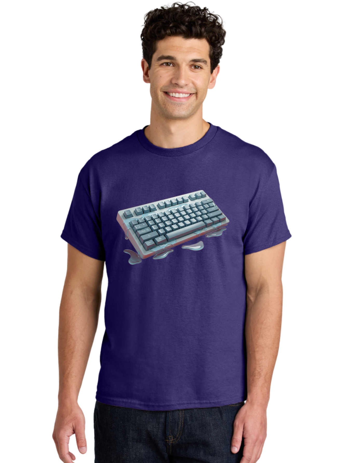Melting-Keyboard-2 Men'S Graphic Tee, 100% Cotton, Comfortable Casual Summer Wear, Machine Washable, Vintage Camera, Old Camera, Antique Camera, Black Camera, Classic Photography, Photography Equipment, Nostalgic Device, Film Camera, Baf908